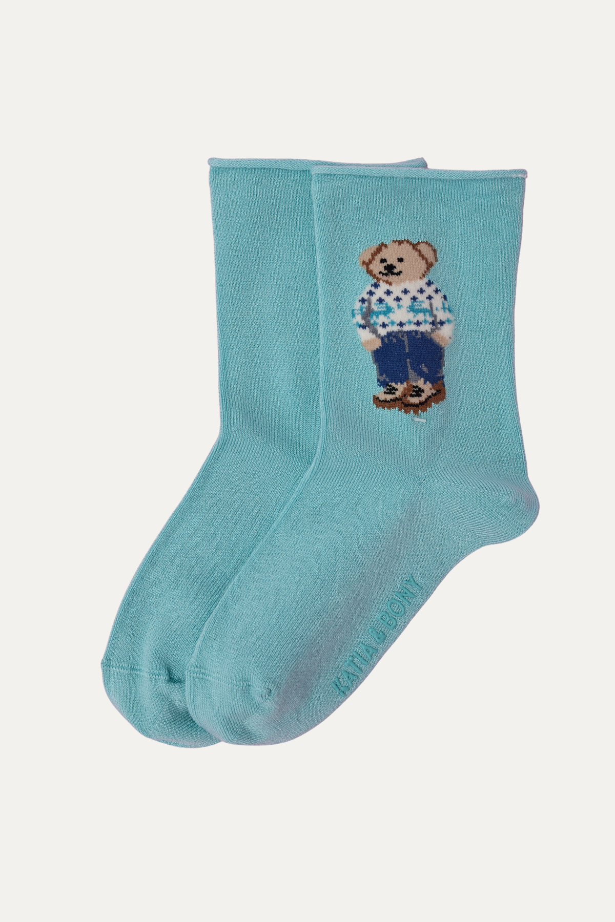12501G1011 TEDDYLİ LASTİKSİZ MODAL ÇOCUK SOKET ÇORAP MAVİ