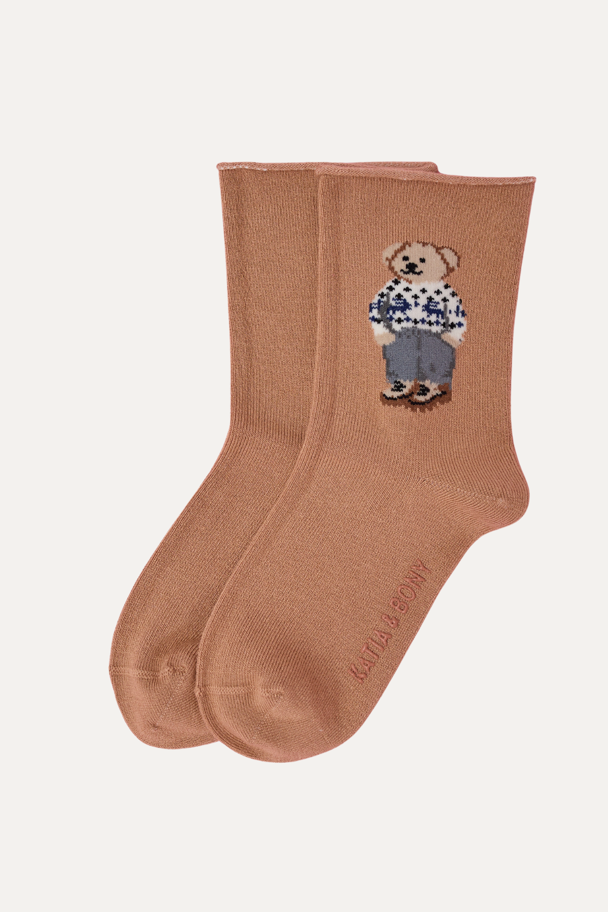 12501G1011 TEDDYLİ LASTİKSİZ MODAL ÇOCUK SOKET ÇORAP Kahverengi