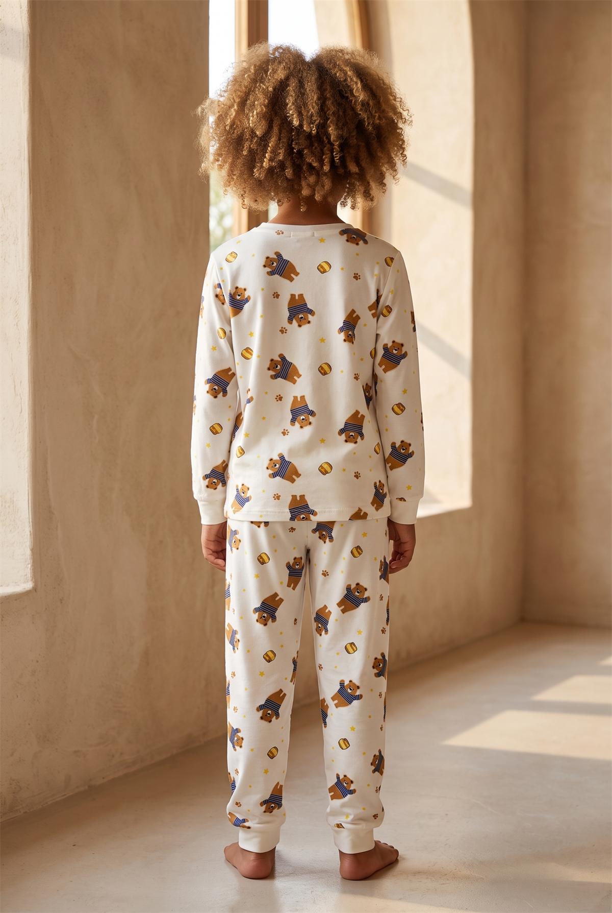 Çocuk Teddy Desenli Paketli Pijama Takımı Ekru