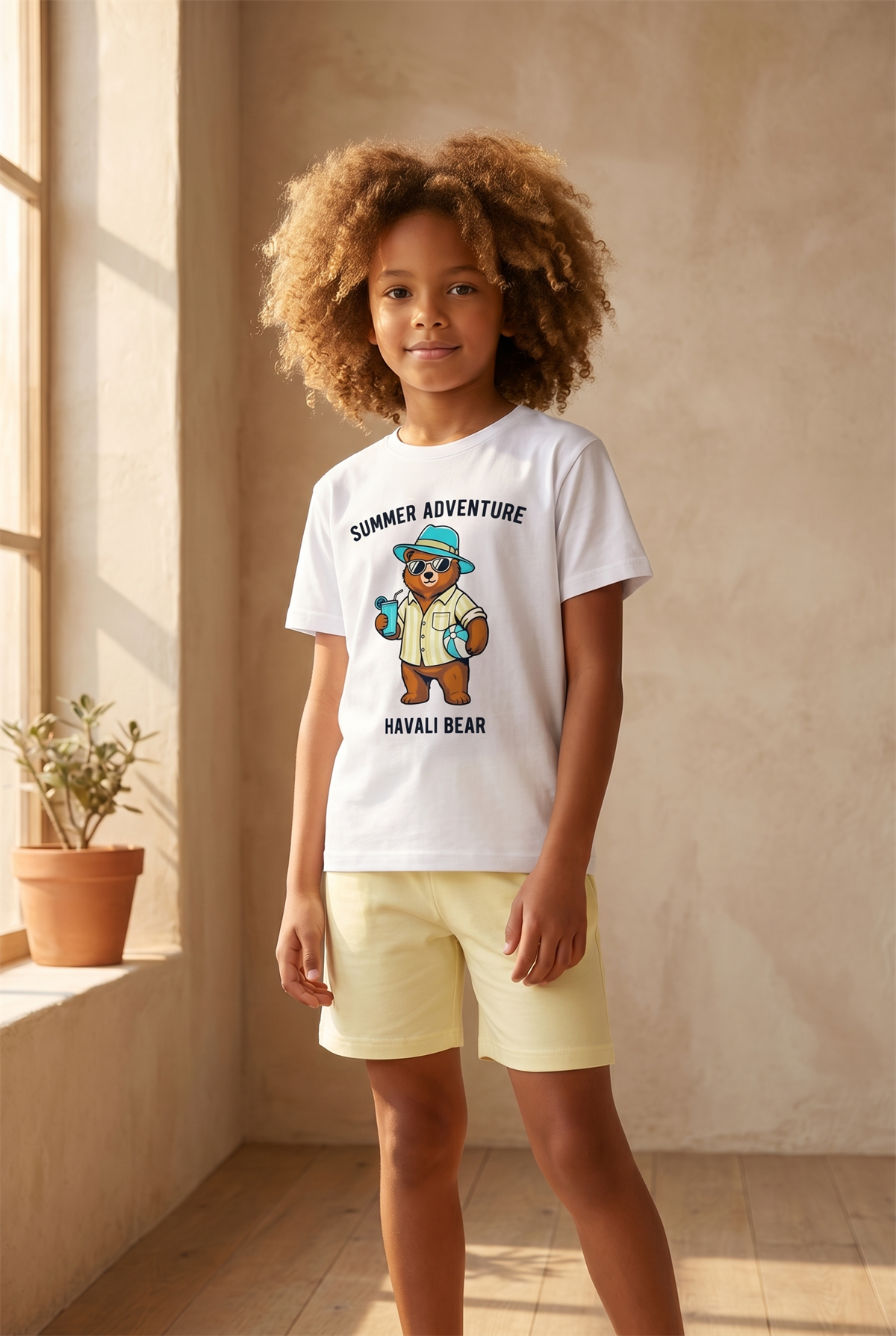 Çocuk Teddy Desenli Şortlu Pijama Takımı