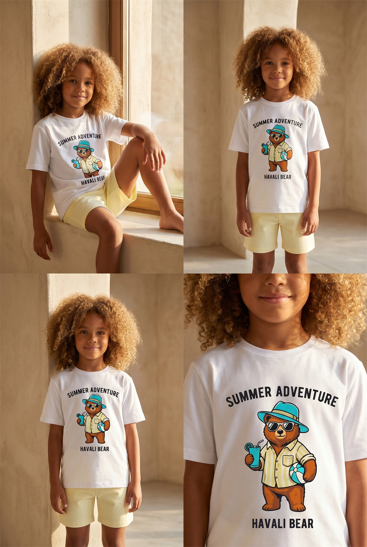 Çocuk Teddy Desenli Şortlu Pijama Takımı