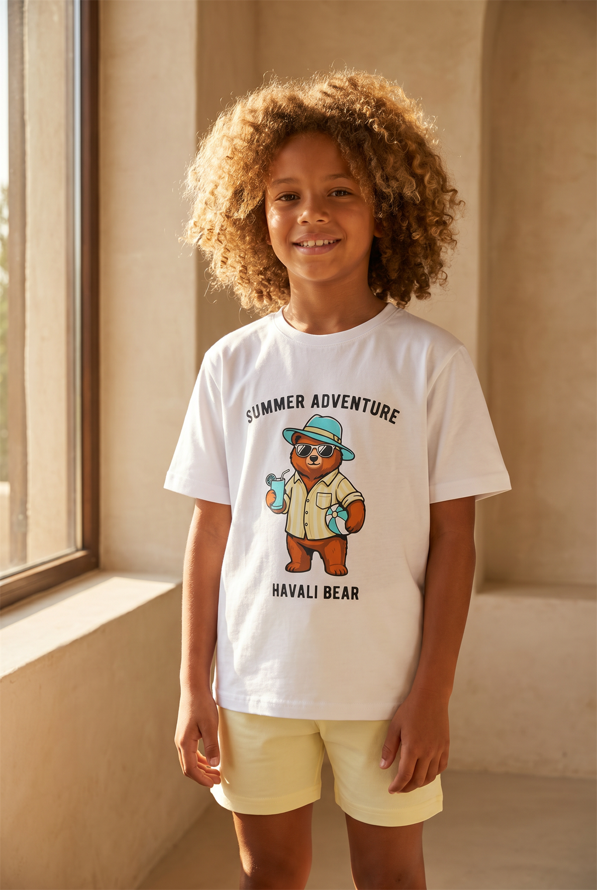 Çocuk Teddy Desenli Şortlu Pijama Takımı