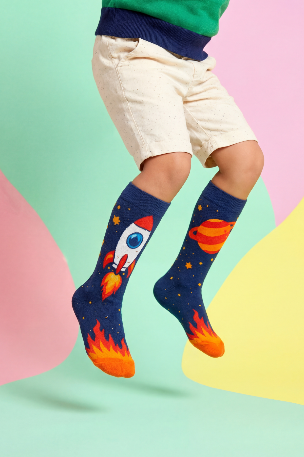 Çocuk Uzay Desenli Dizüstü Çorap