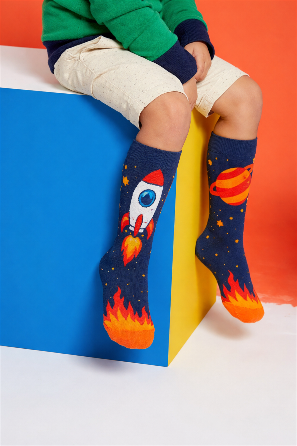 Çocuk Uzay Desenli Dizüstü Çorap