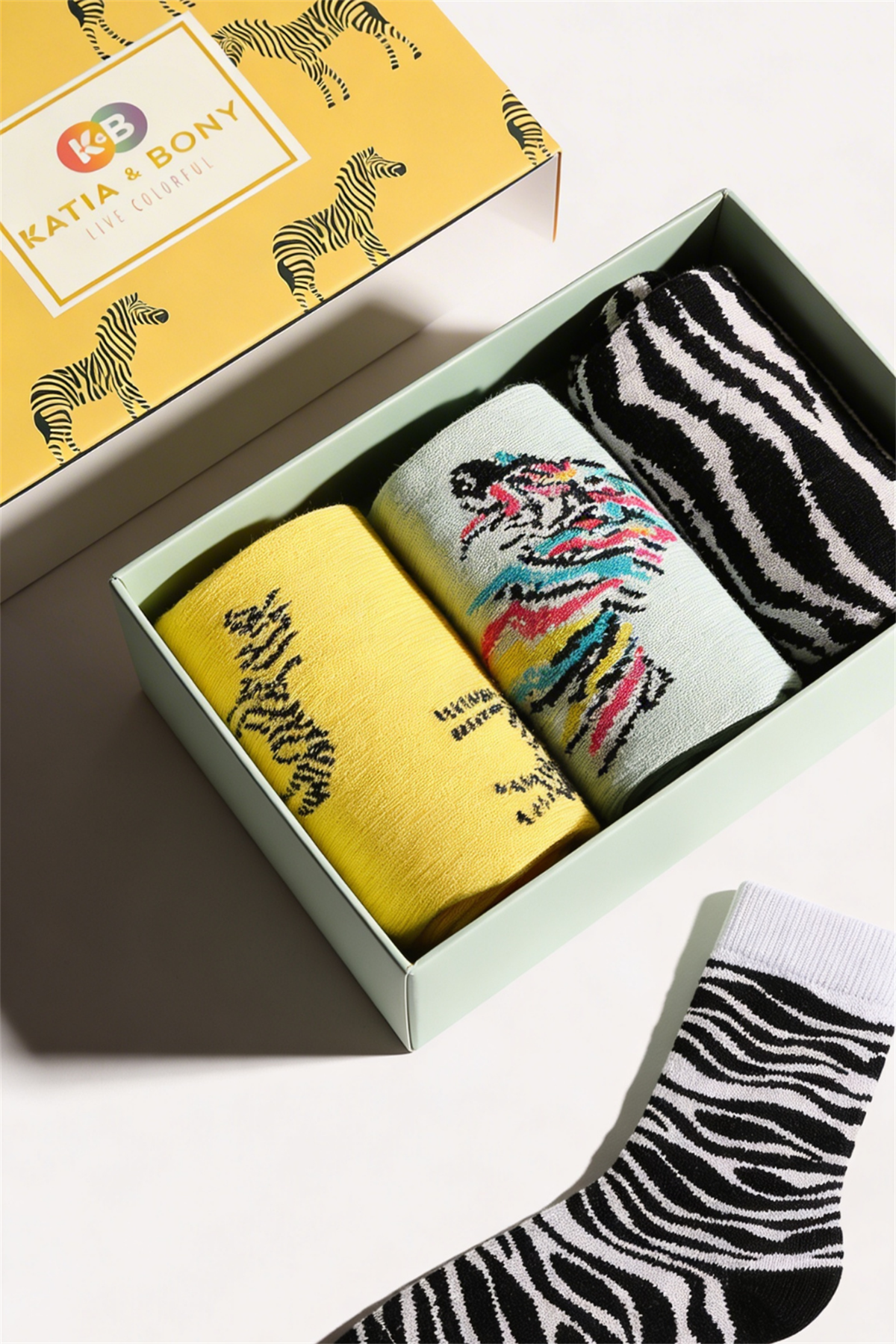 Çocuk Zebra Desenli 3lü Kutulu Soket Çorap