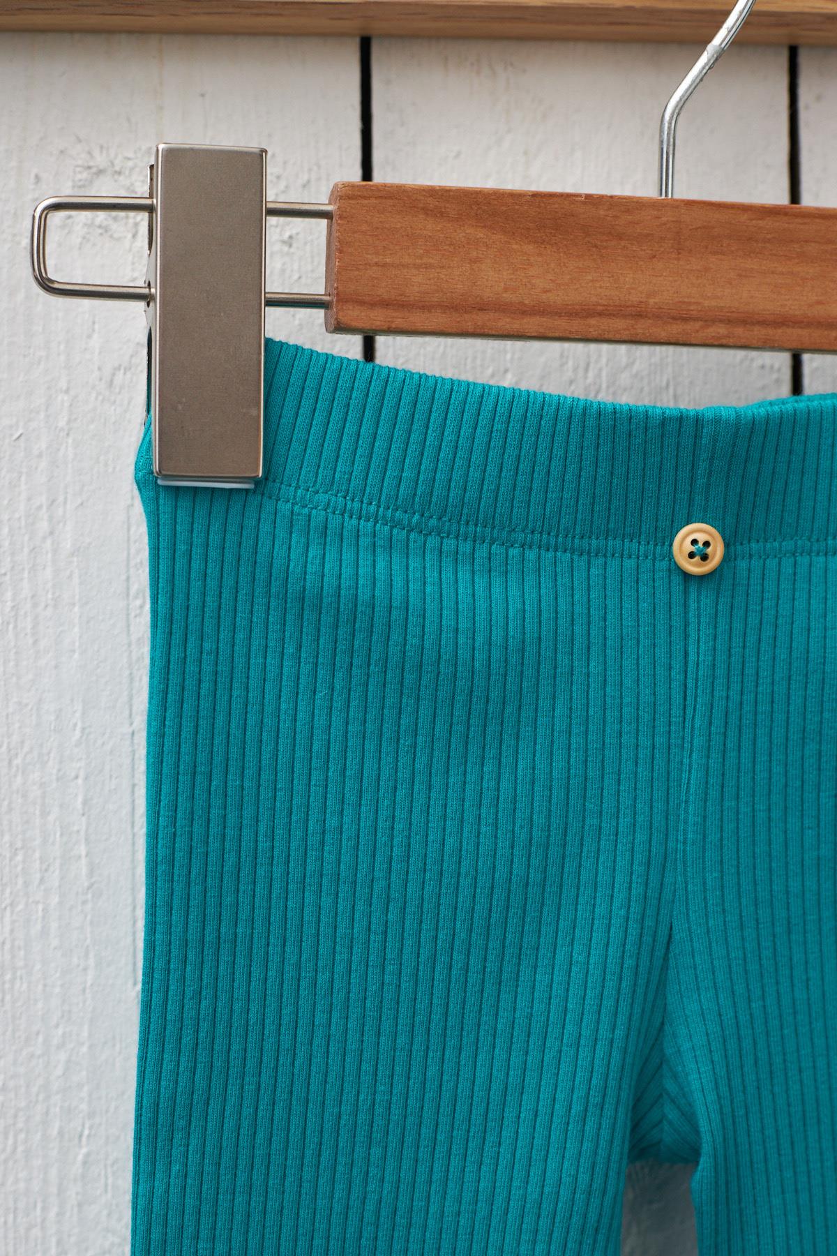 Ribbed Basic Kids Leggings Green