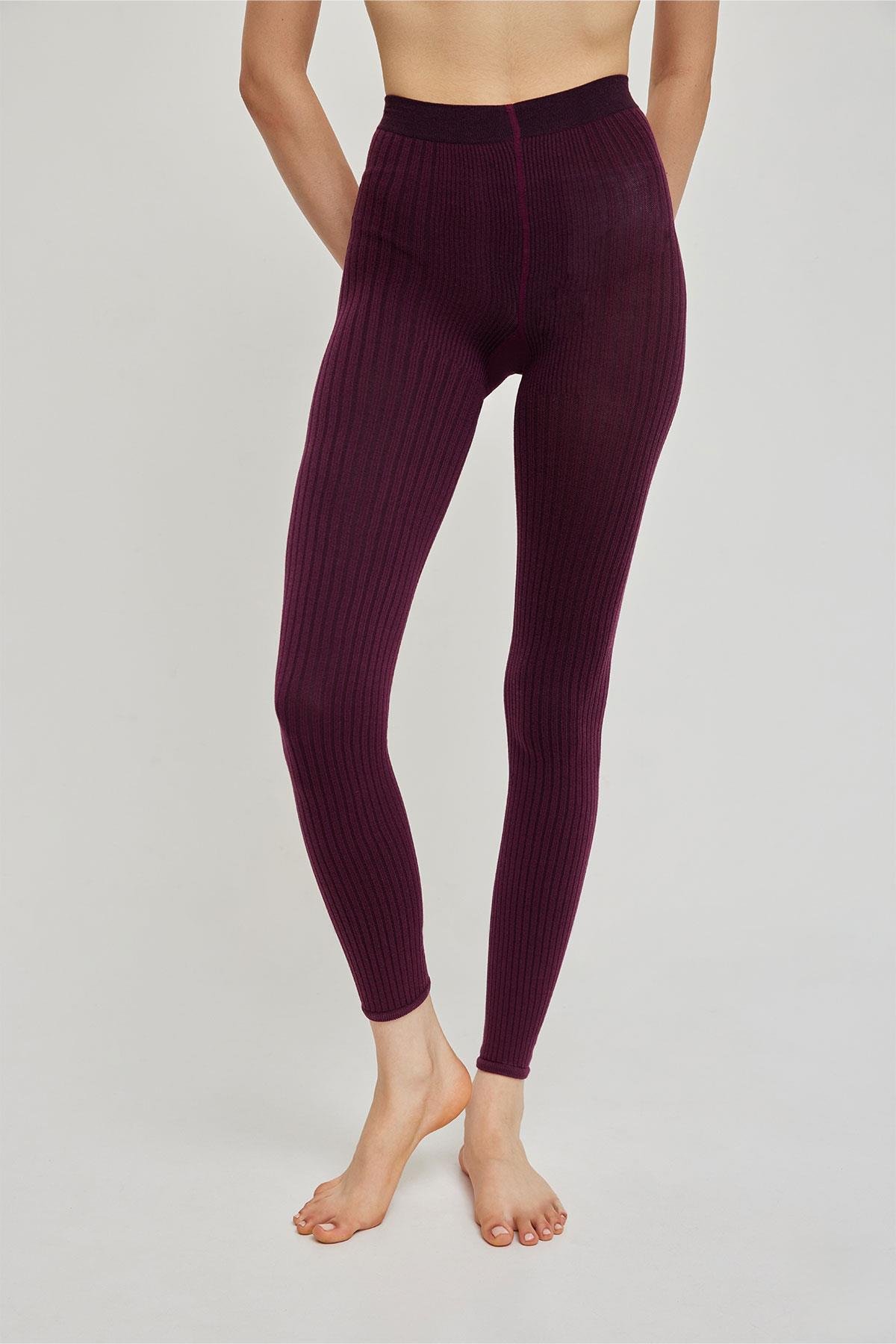 Burgundy Derby Patterned Modal Womens Leggings