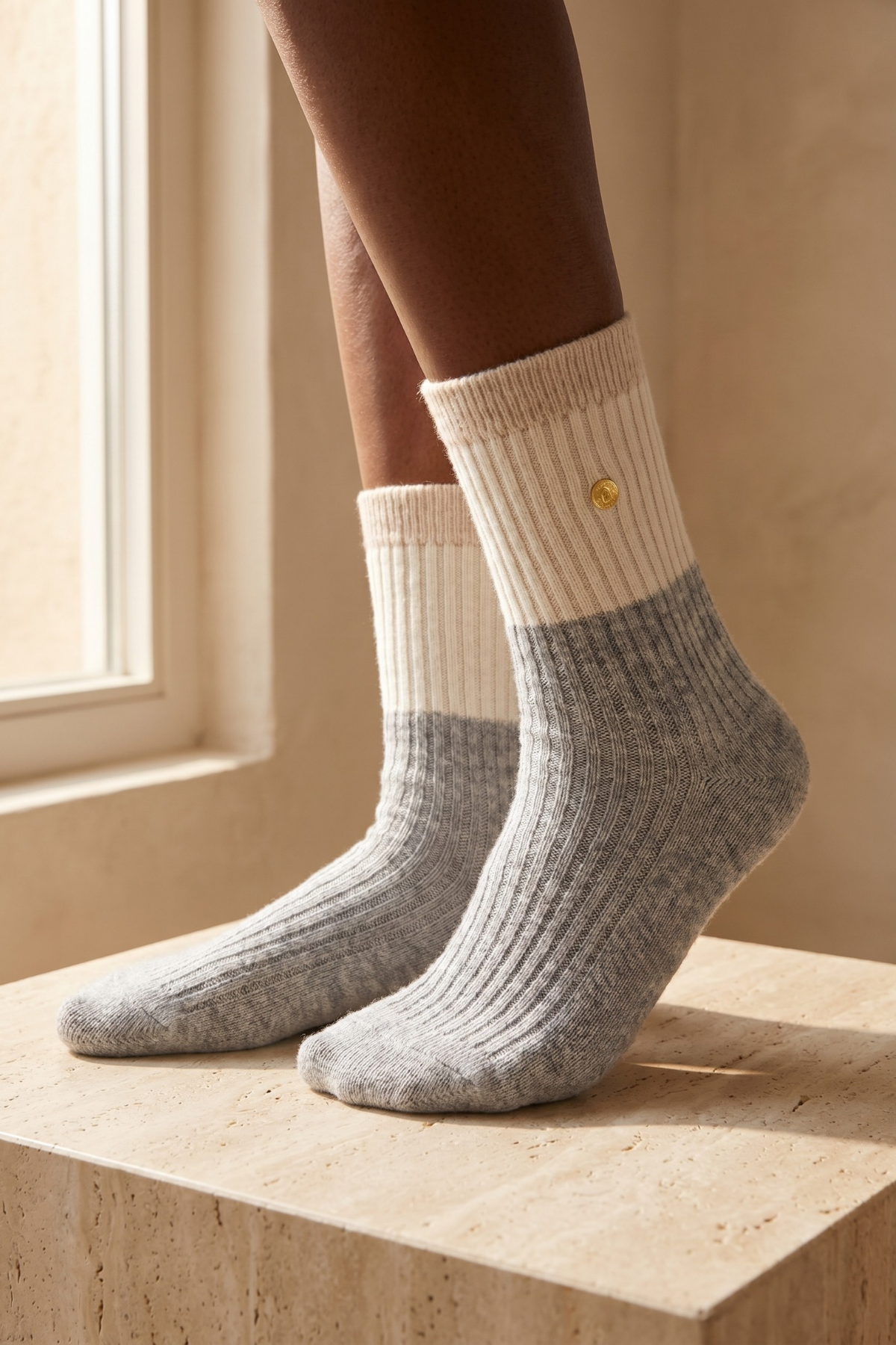 Derby Yün Soket Çorap Gri Melanj