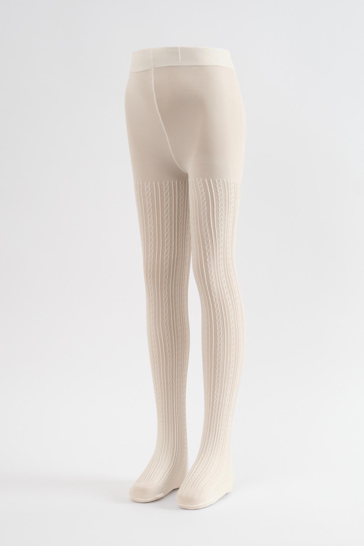 Patterned Childrens Tights Off-White