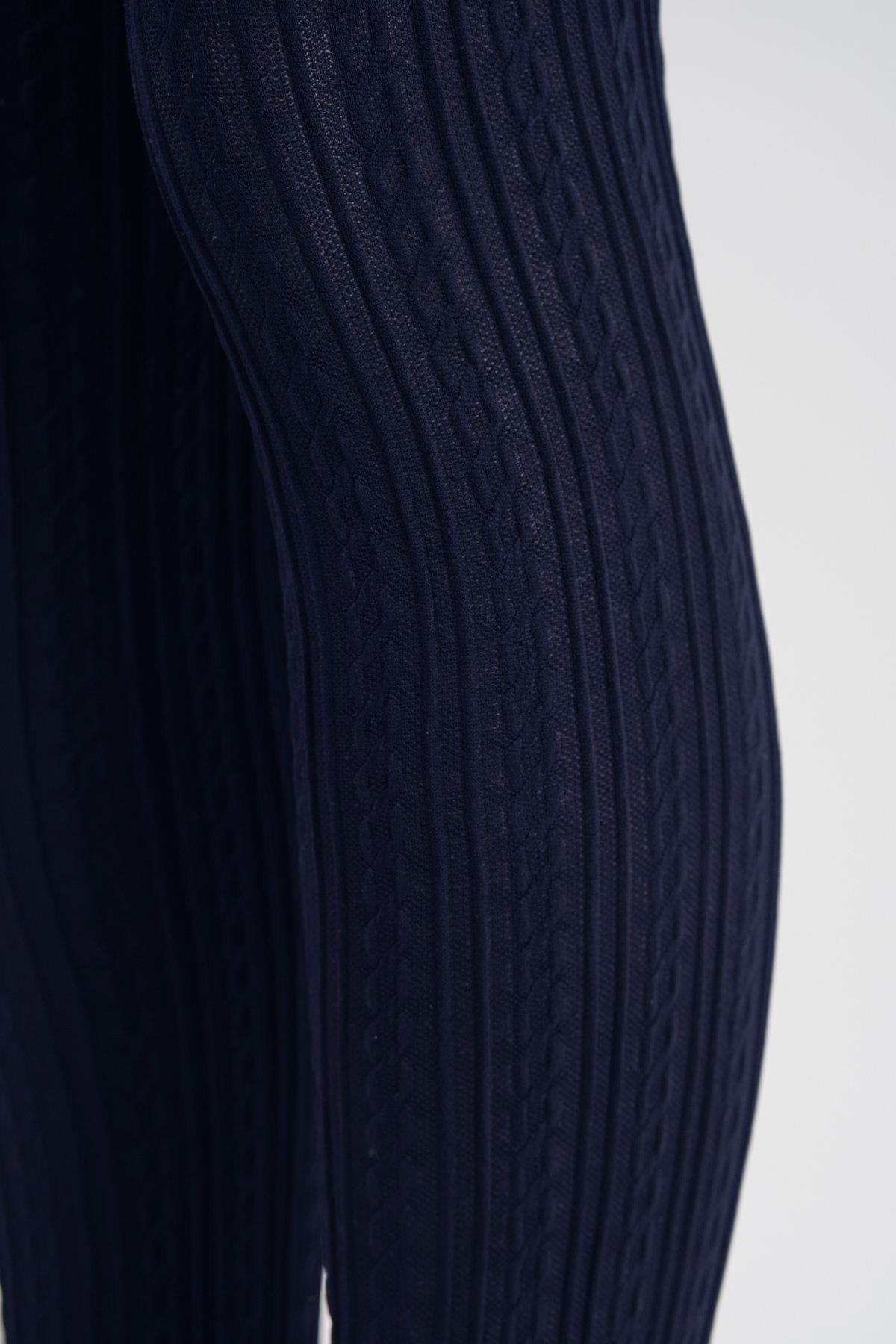 Patterned Childrens Tights Navy Blue