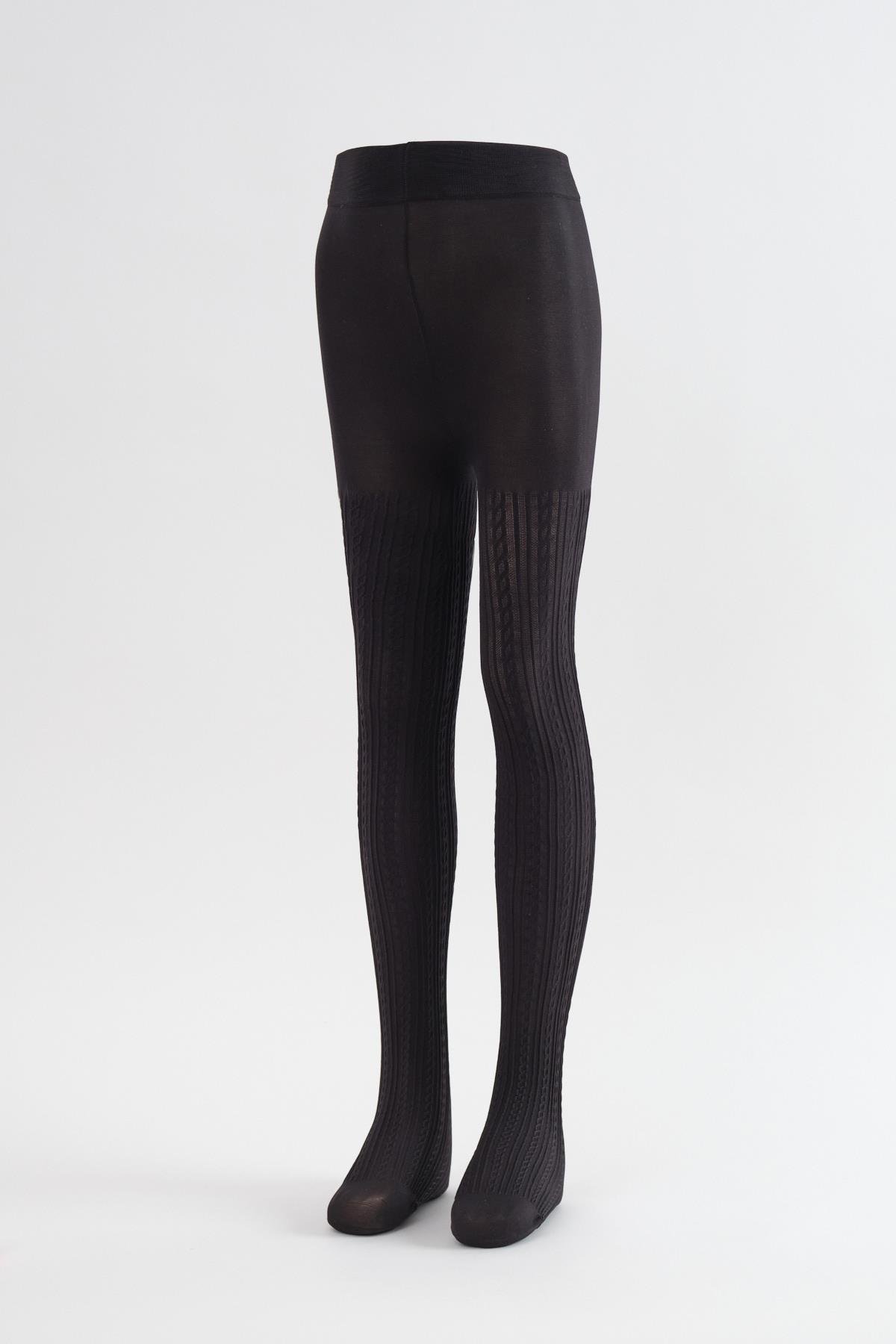 Patterned Childrens Tights Black