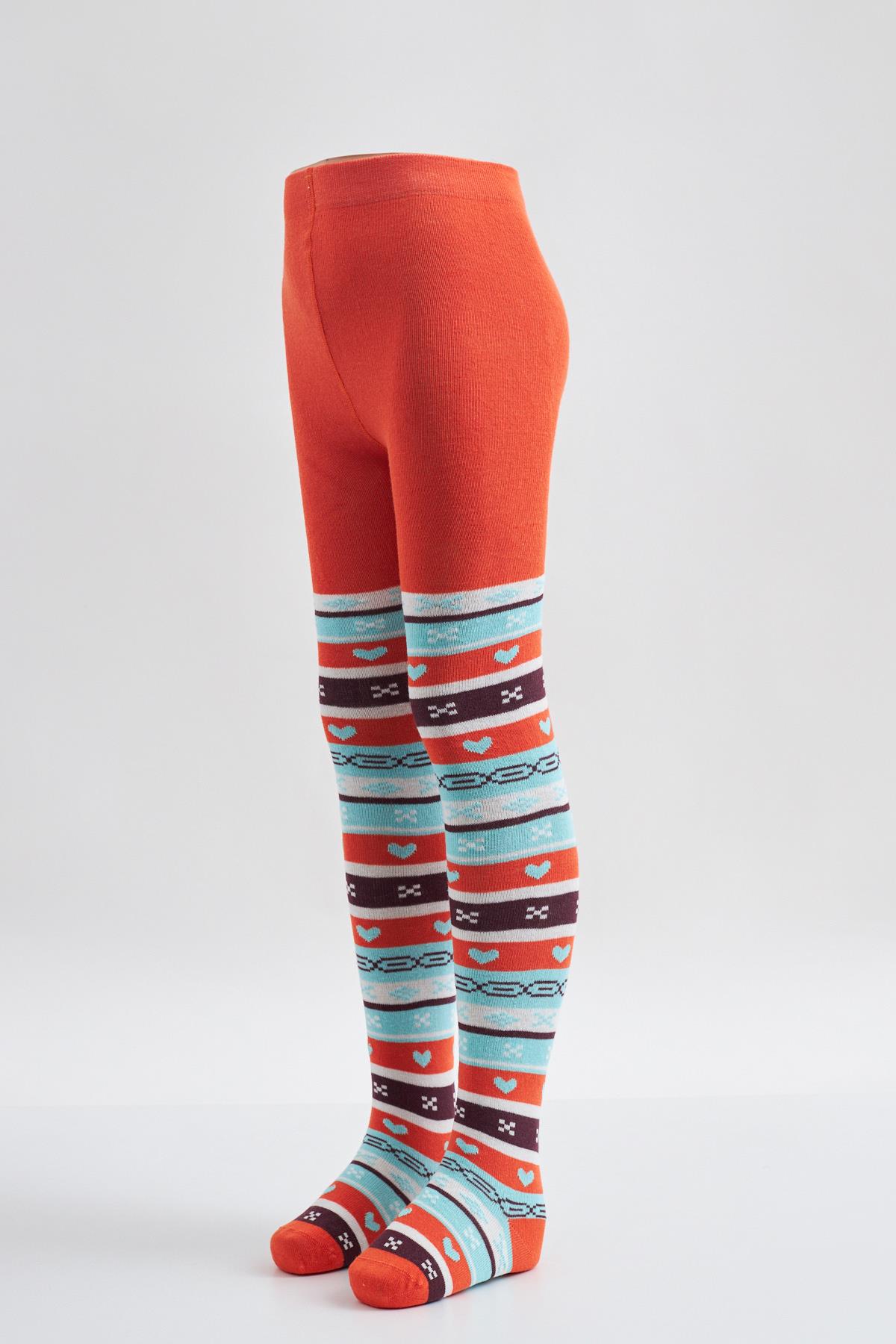 Patterned Childrens Tights Orange