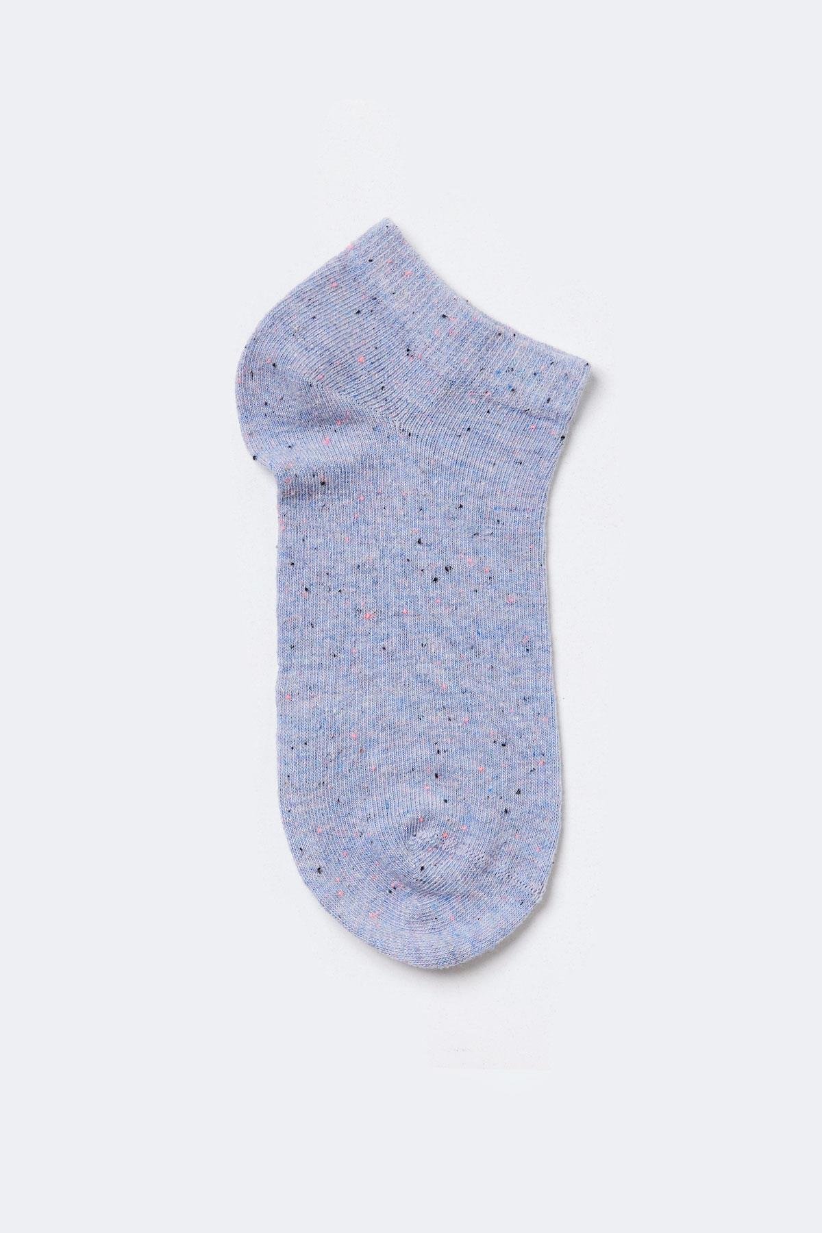 Desenli Patik Çorap Mavi