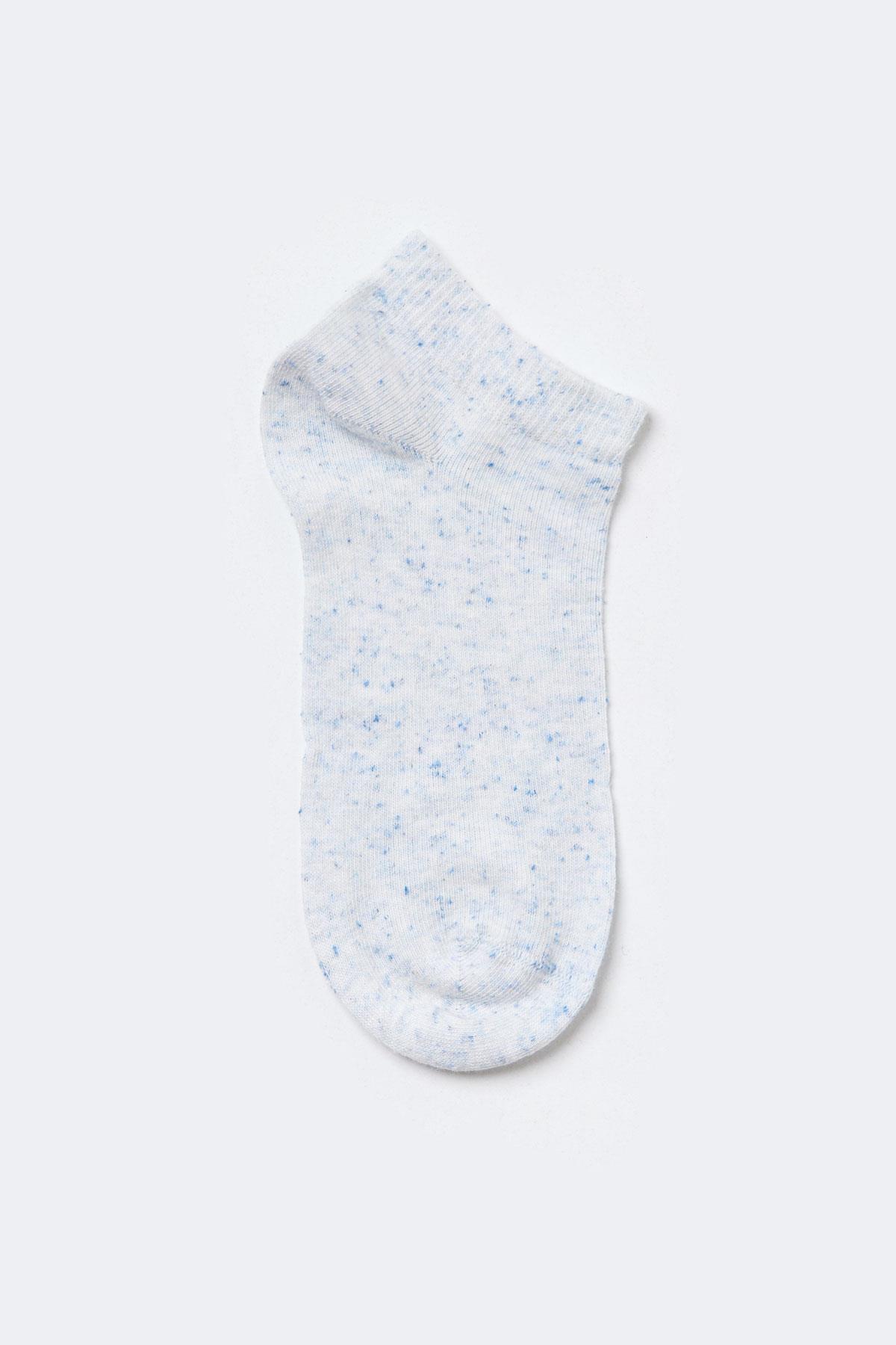 Desenli Patik Çorap Mavi Melanj