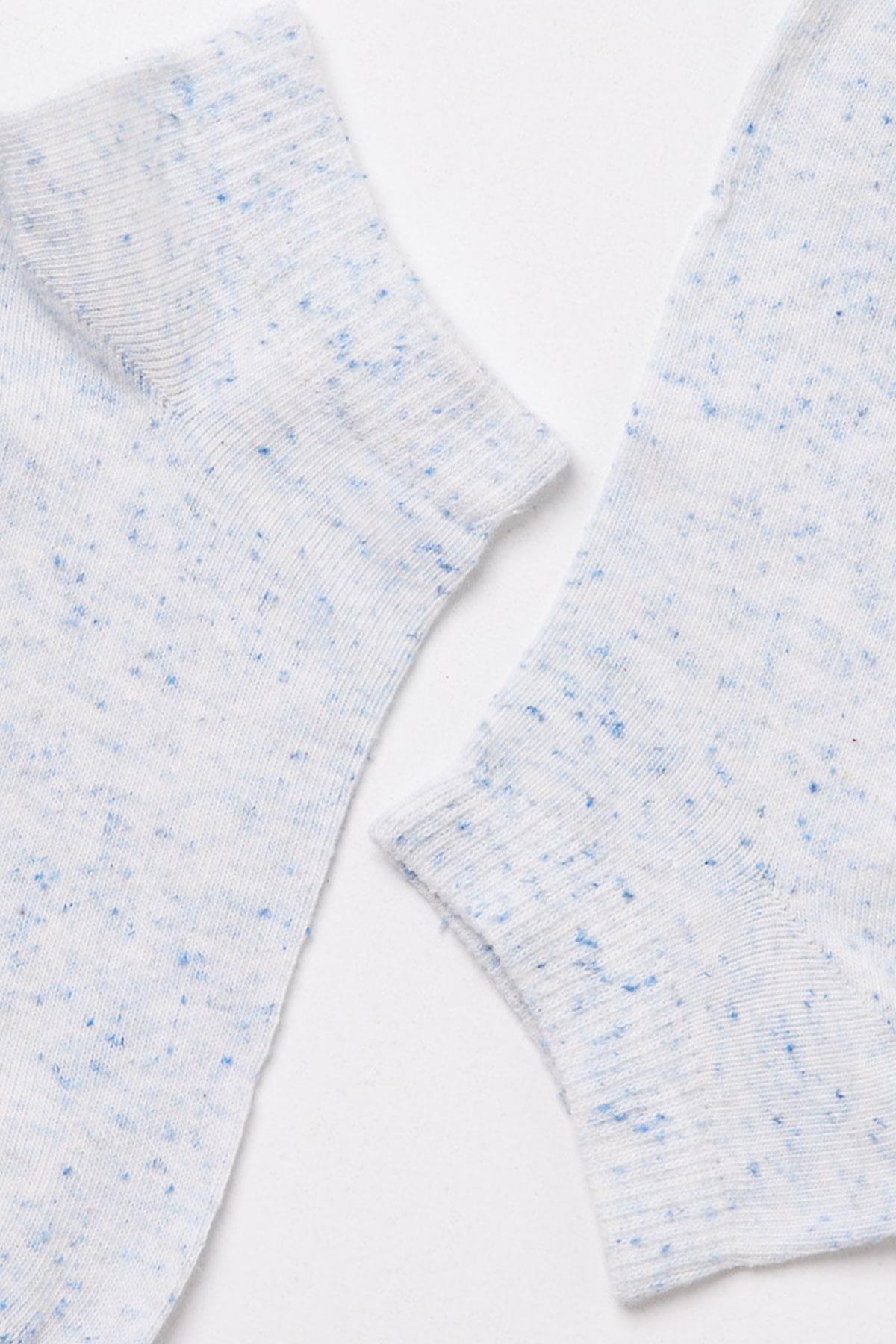 Desenli Patik Çorap Mavi Melanj