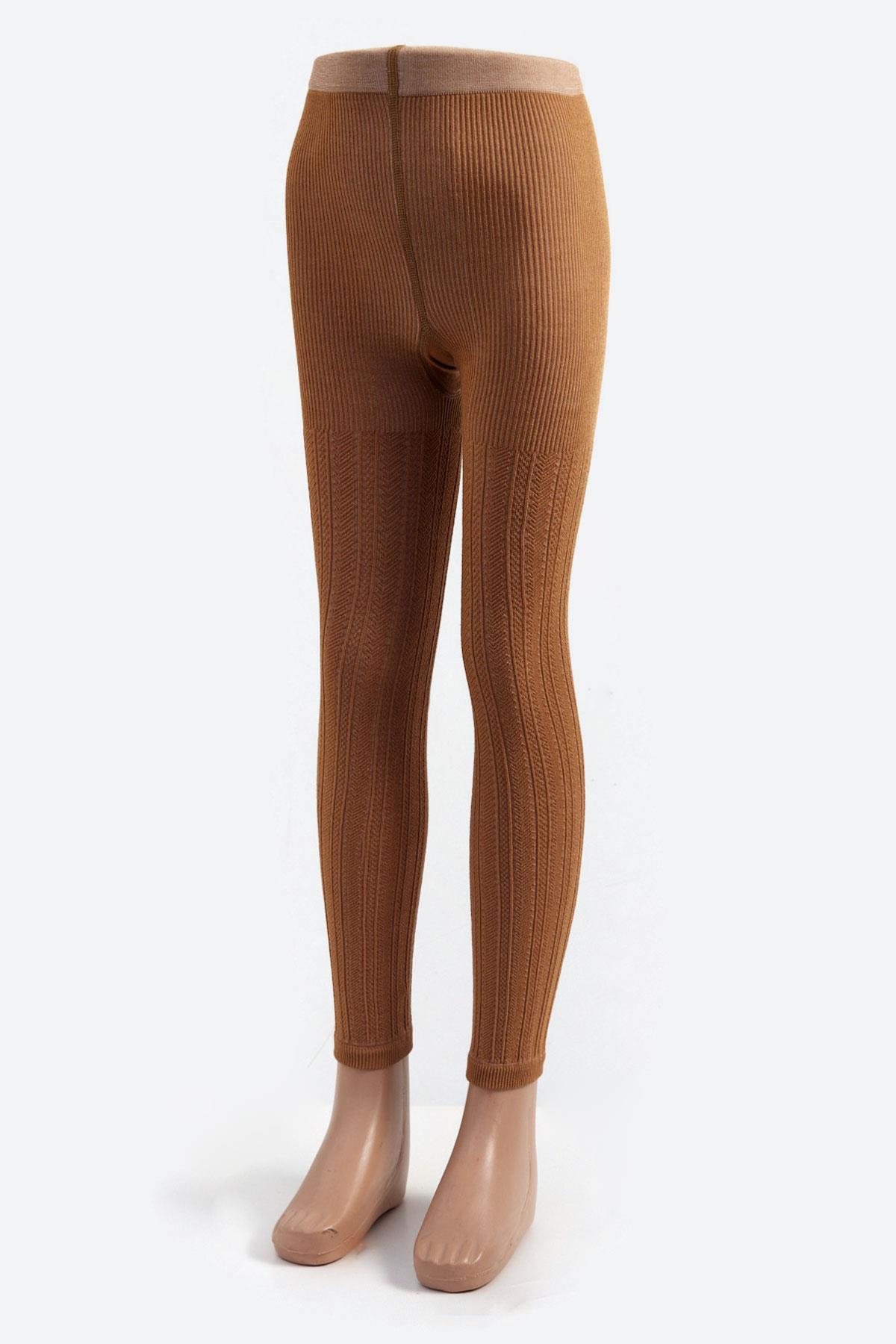 Patterned Viscose Childrens Leggings Brown