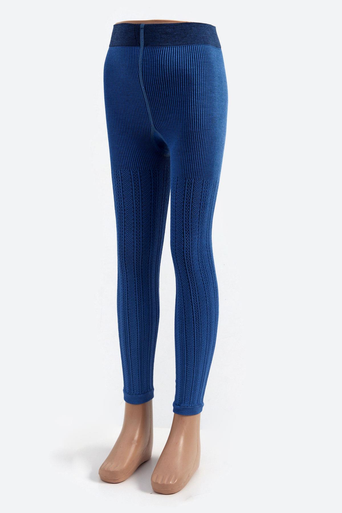 Patterned Viscose Childrens Leggings Navy Blue