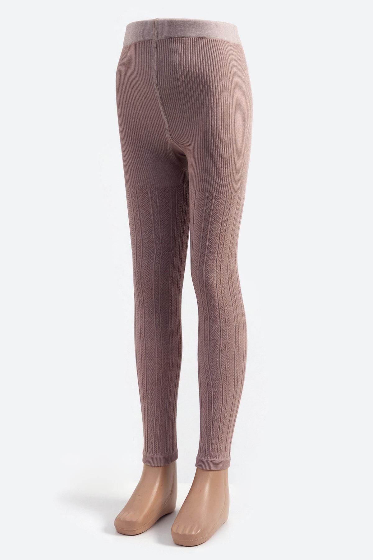 Desenli Viskon Çocuk Tayt Lila