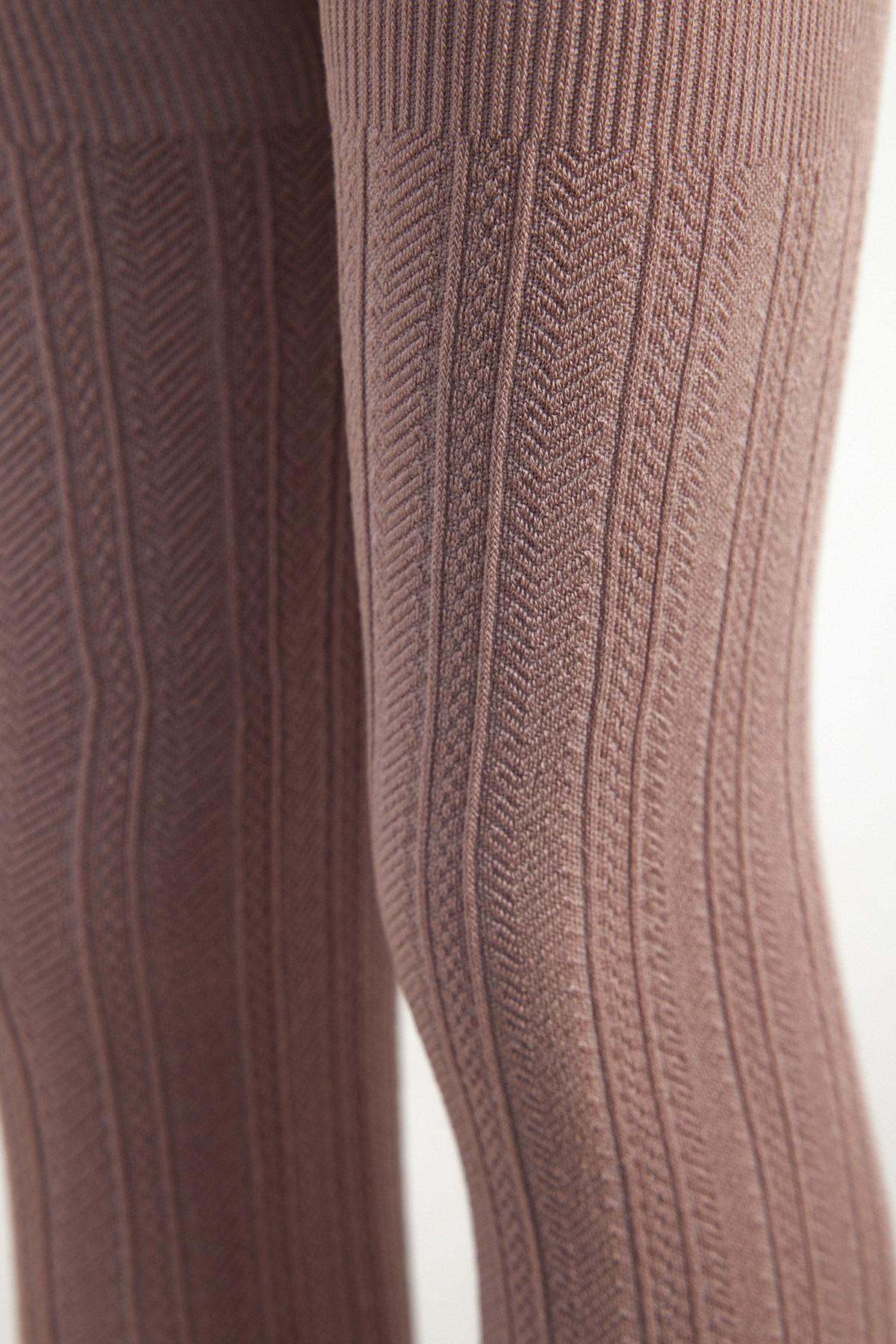 Desenli Viskon Çocuk Tayt Lila