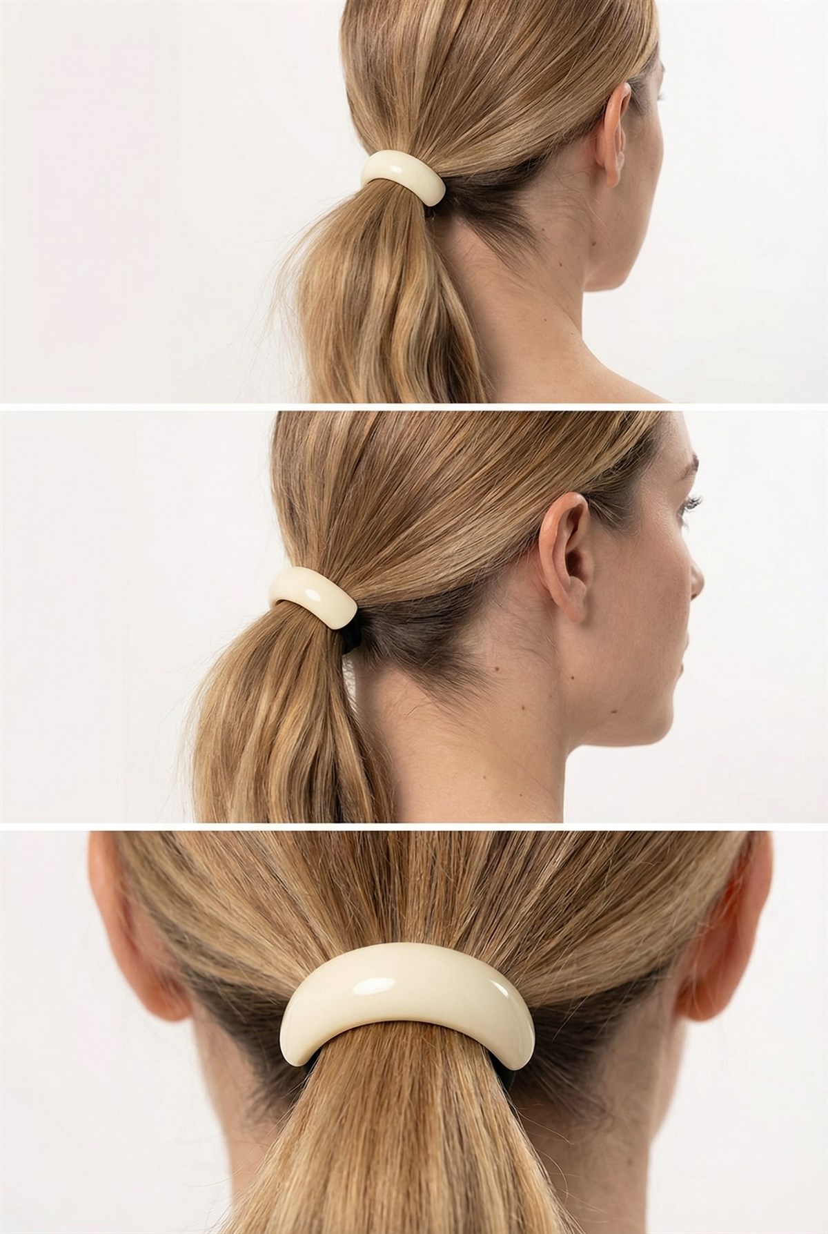 Ecru Oval Bone Accessory Elastic Buckle