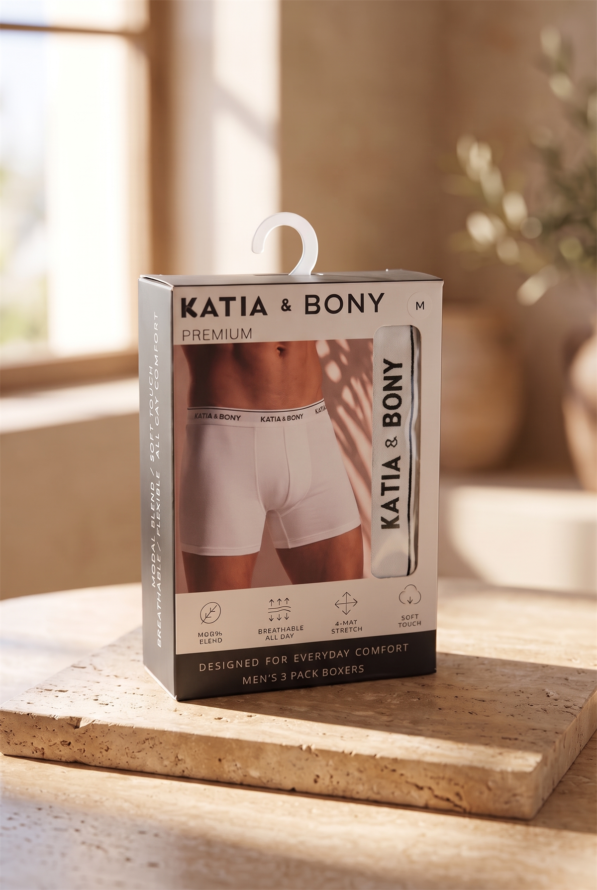 22603M4001 3PCK BASIC KUTULU MODAL ERKEK BOXER Beyaz