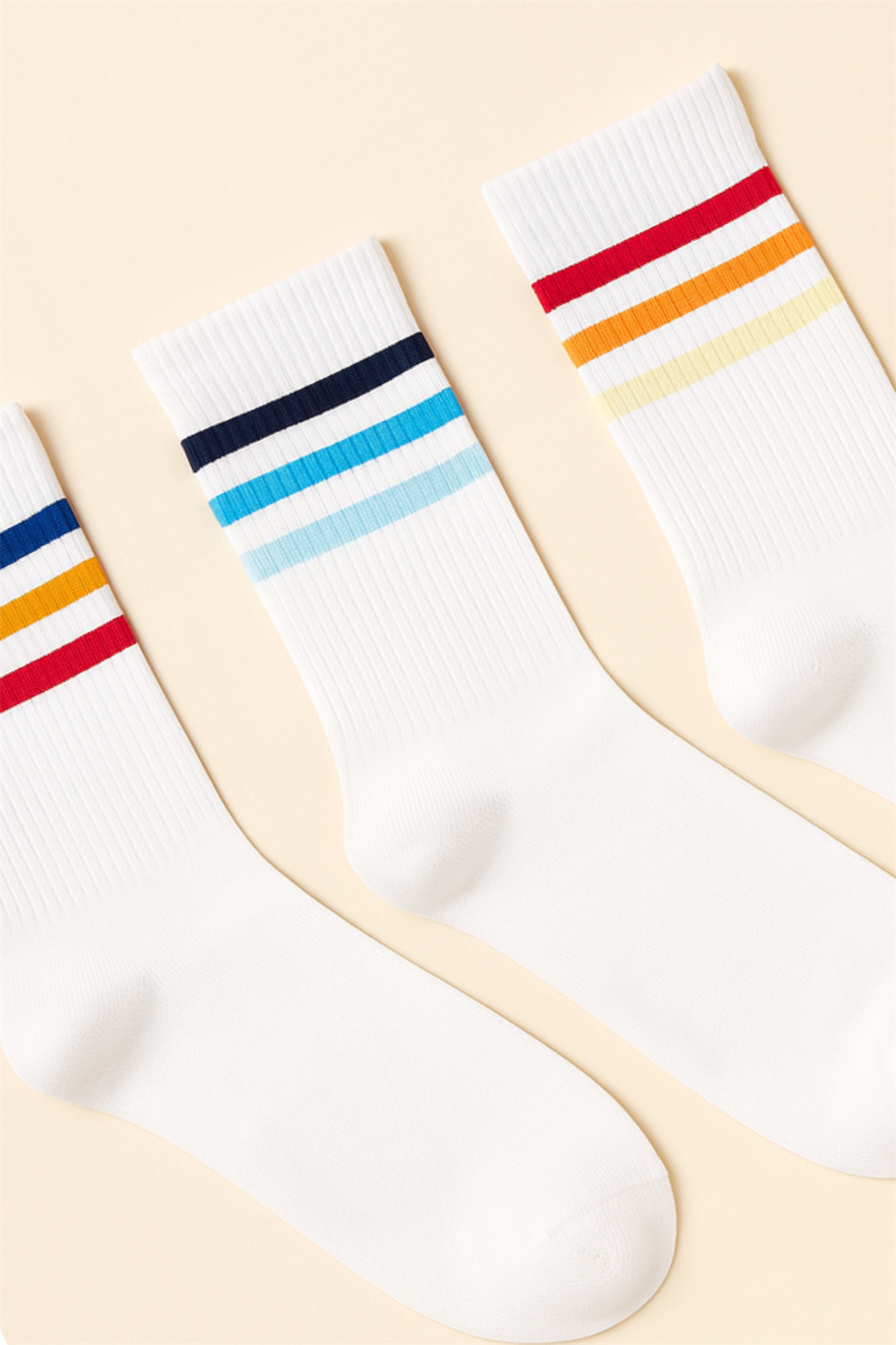Erkek 3lü Renkli Çizgili Soket Çorap