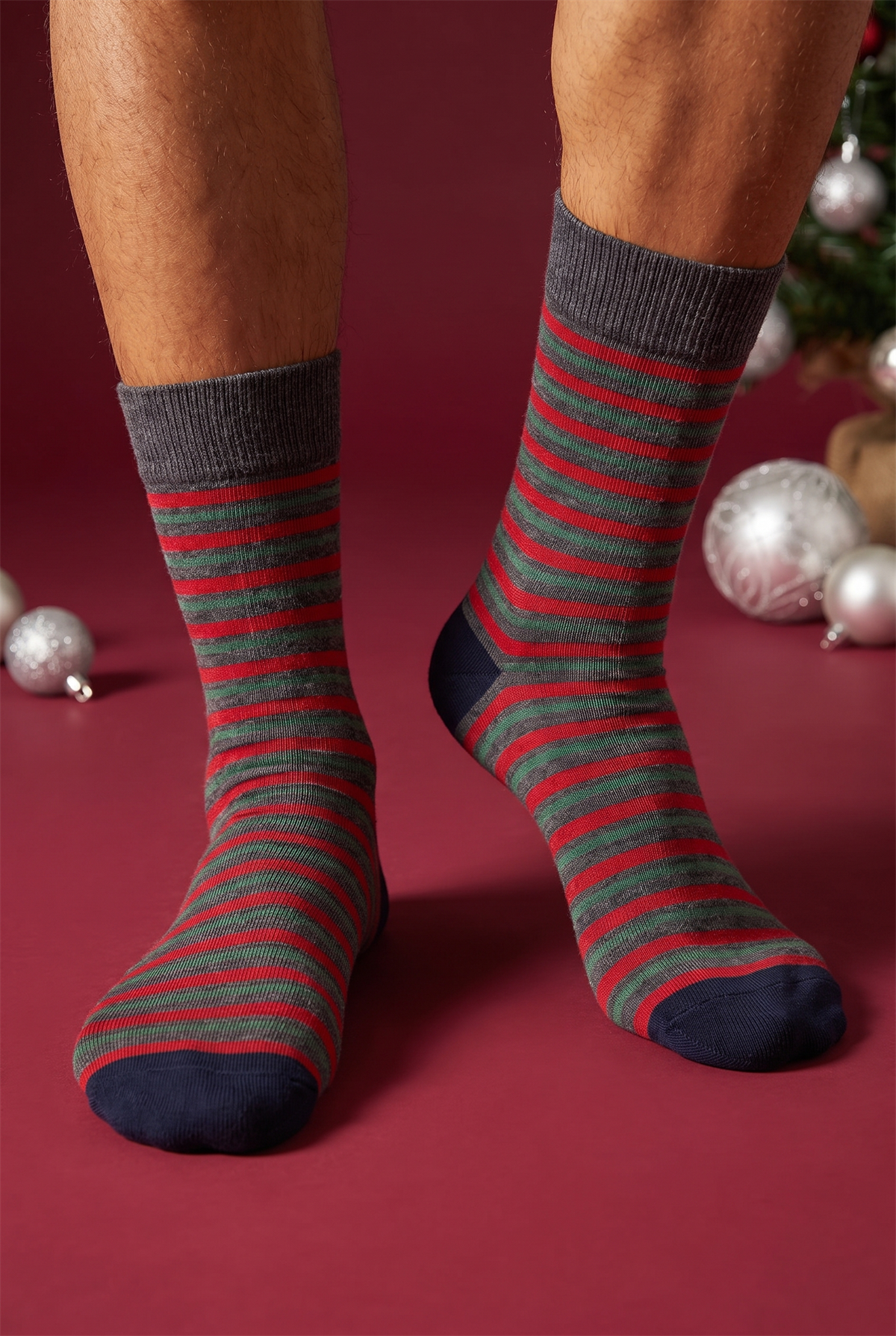 Mens 3 Pack Boxed Striped Patterned New Year Socks Multi Color