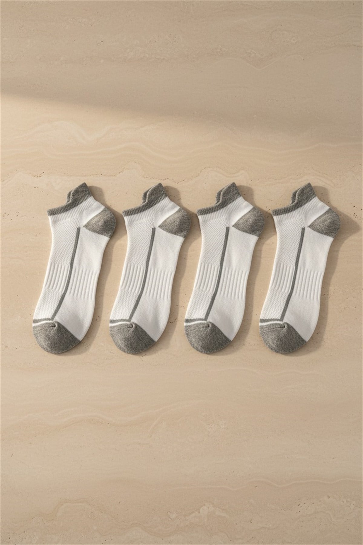 Erkek 4lü Spor Step Çorap Gri Mix
