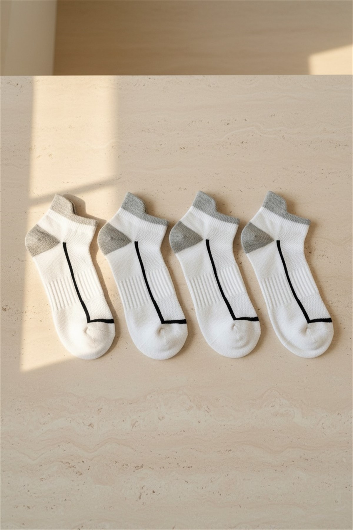 Erkek 4lü Spor Step Çorap Siyah Mix