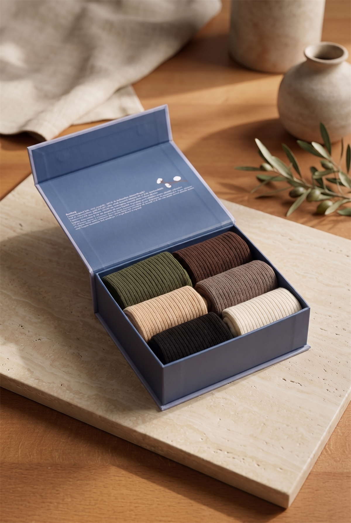 	Erkek 6lı Paket Kutulu Premium Soket Çorap Kahverengi Mix