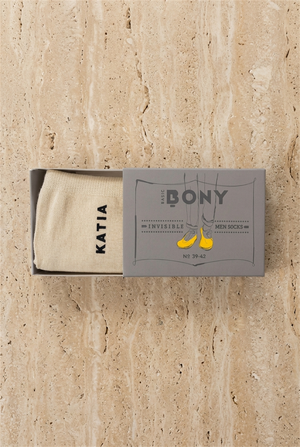 Mens Basic Invisible Socks Beige