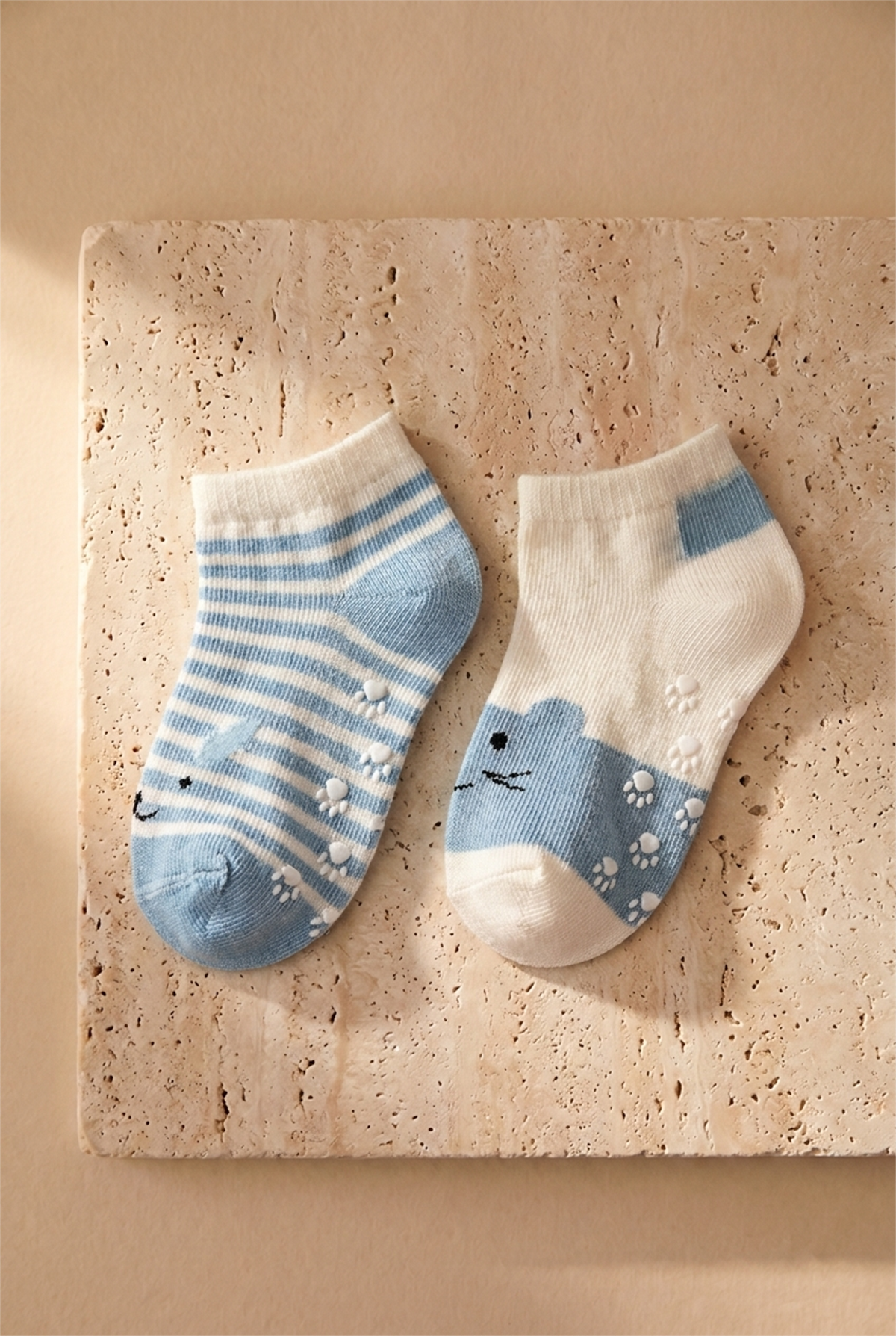 Animal Patterned 2-Piece Baby Boy Socks