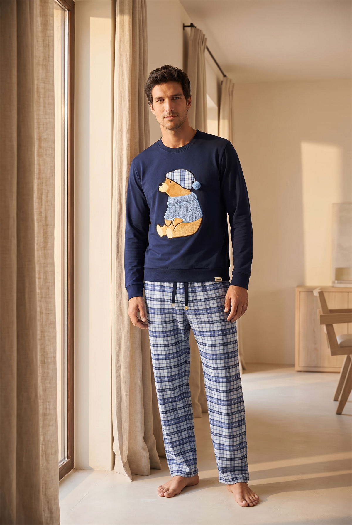 22612M4003 BLUE HARMONY TEDDY ERKEK PİJAMA TAKIM Lacivert