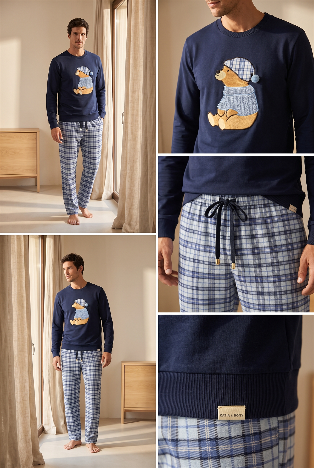 22612M4003 BLUE HARMONY TEDDY ERKEK PİJAMA TAKIM Lacivert