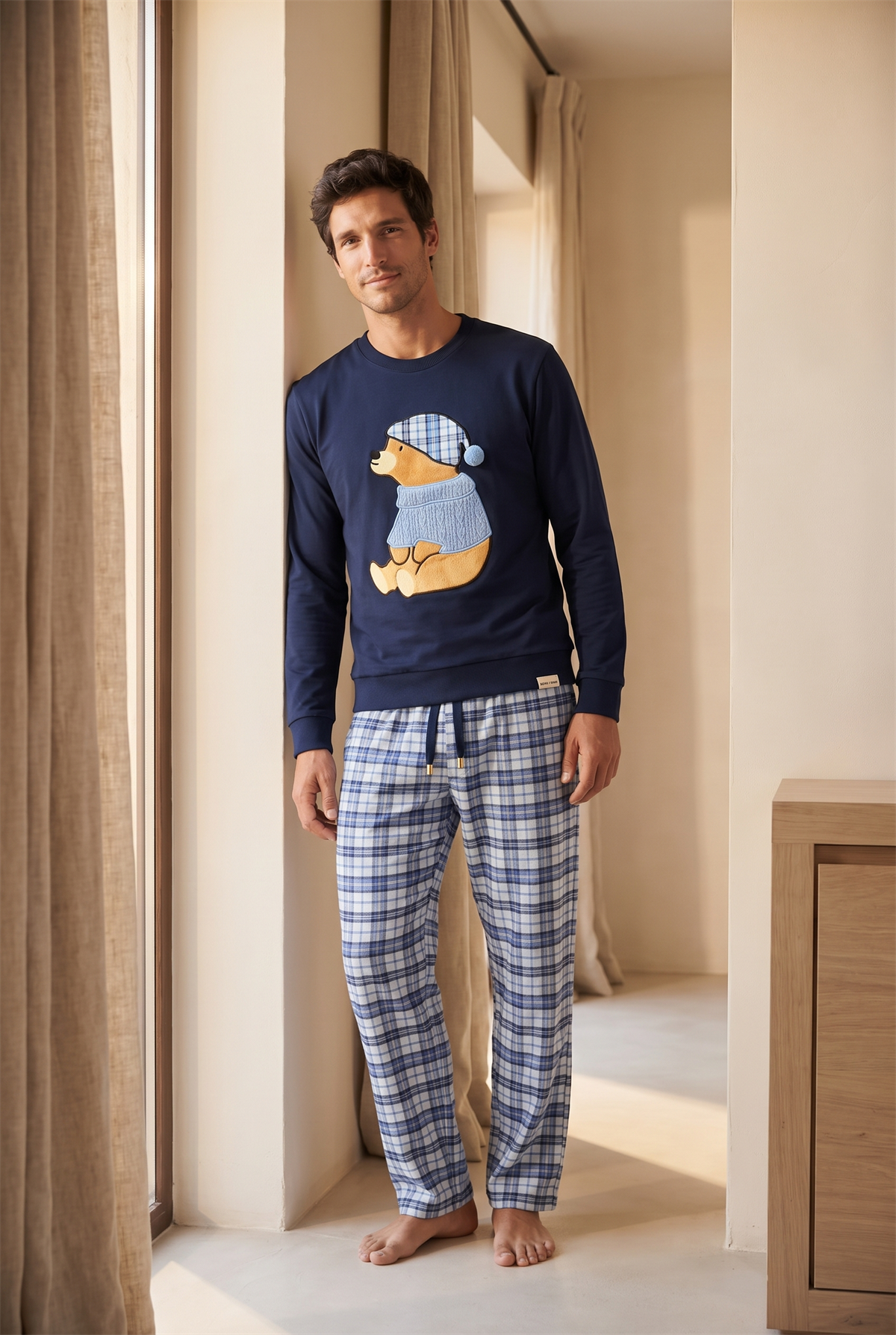 22612M4003 BLUE HARMONY TEDDY ERKEK PİJAMA TAKIM Lacivert