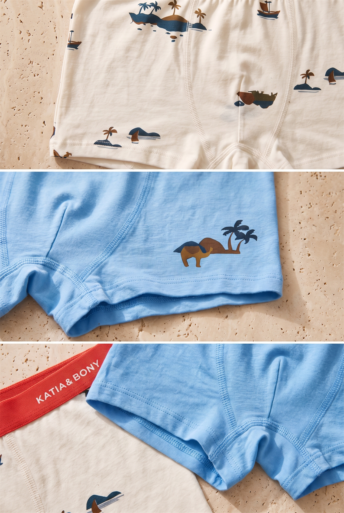 Erkek Çocuk 2li Paket Safari Boxer Ekru