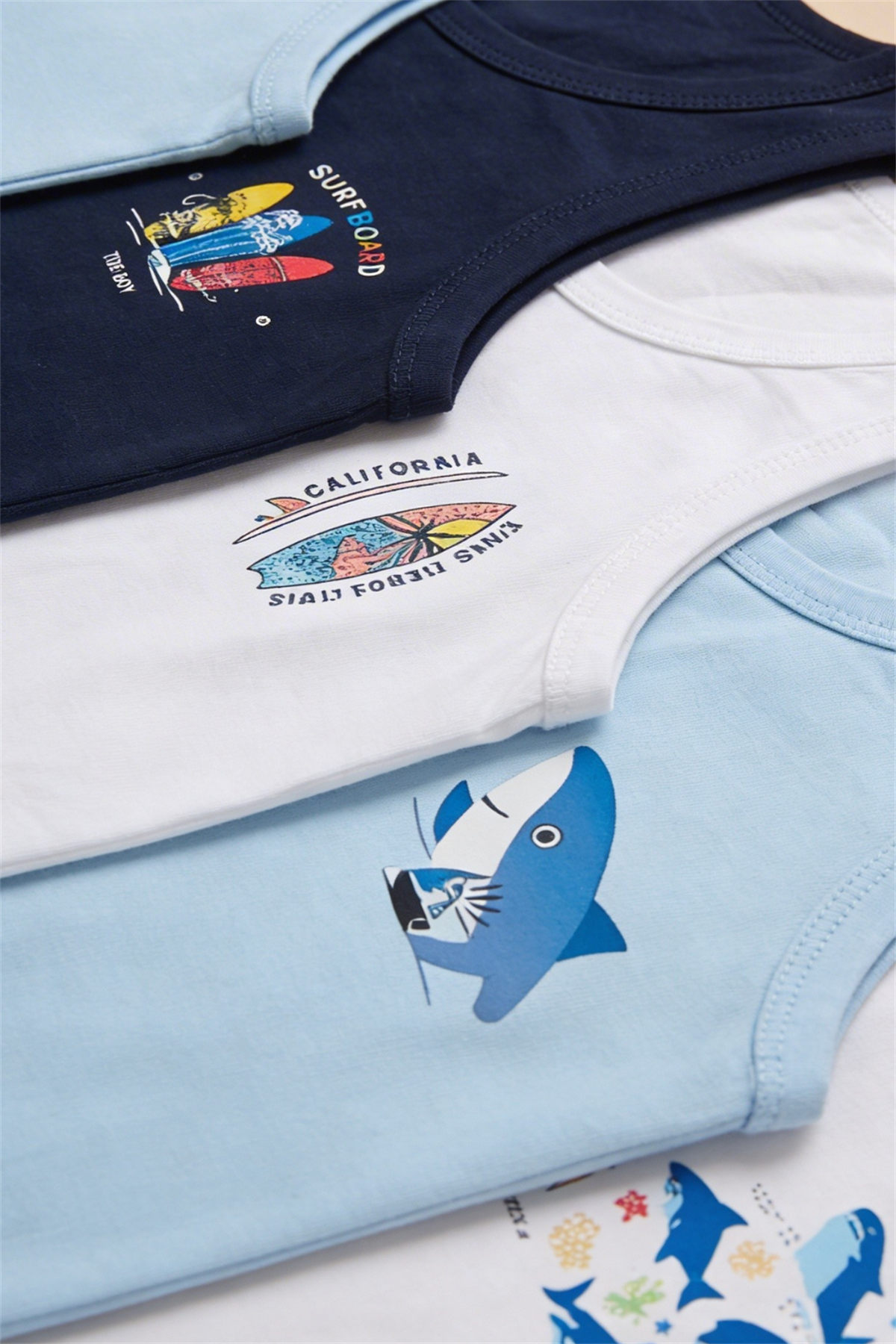 12503G1062 5PCK KARIŞIK BASKILI ERKEK ÇOCUK ATLET - E-7927 Patterned