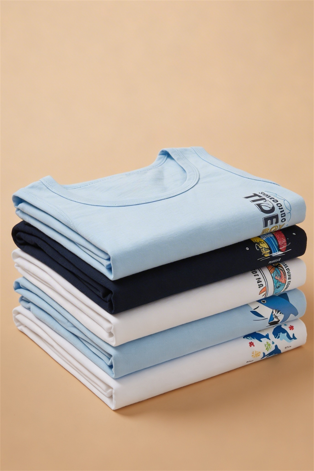 12503G1062 5PCK KARIŞIK BASKILI ERKEK ÇOCUK ATLET - E-7927 Patterned