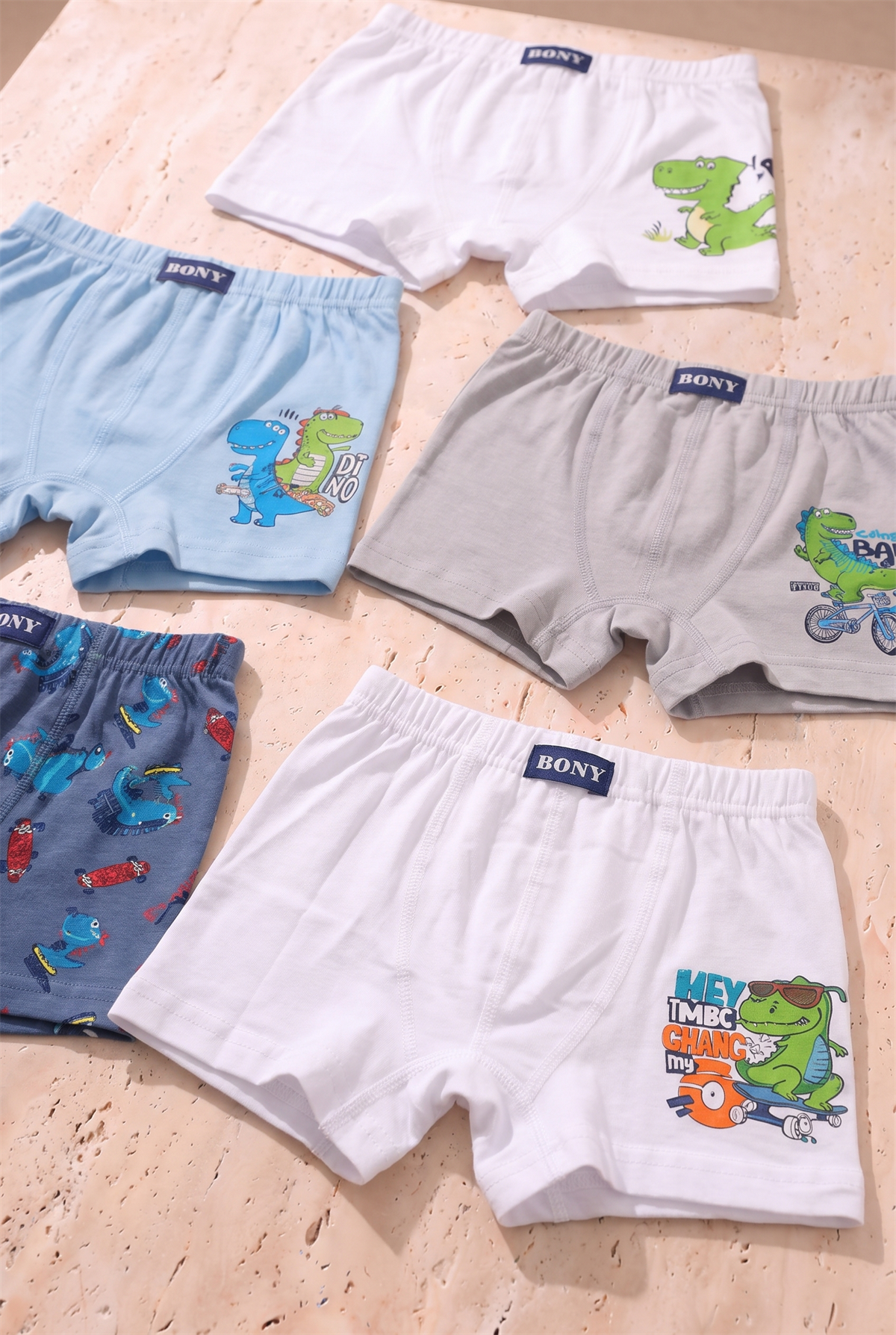 Erkek Çocuk 5li Dinozor Desenli Boxer