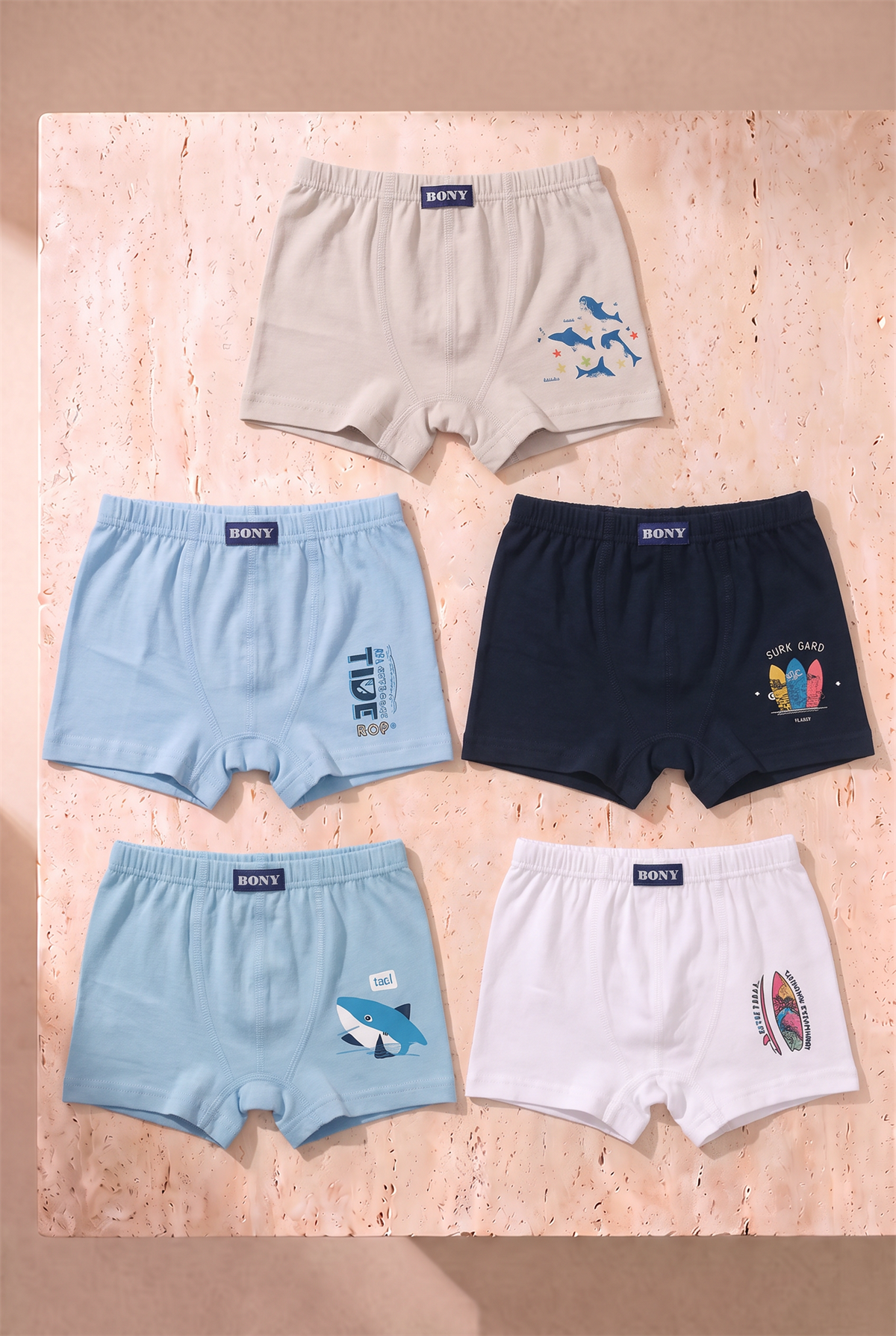Erkek Çocuk 5li Karışık Desenli Boxer