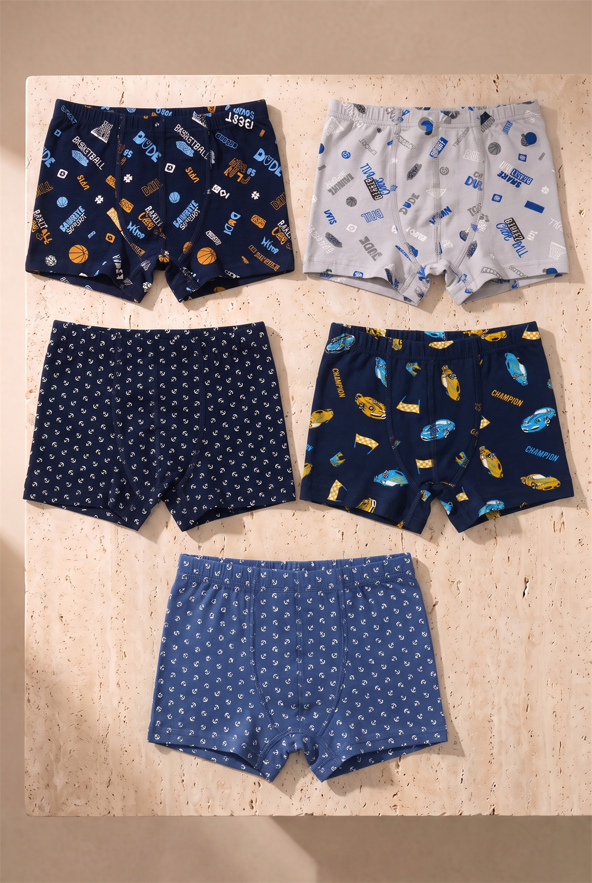 Boys 5-Pack Mixed Pattern Boxer