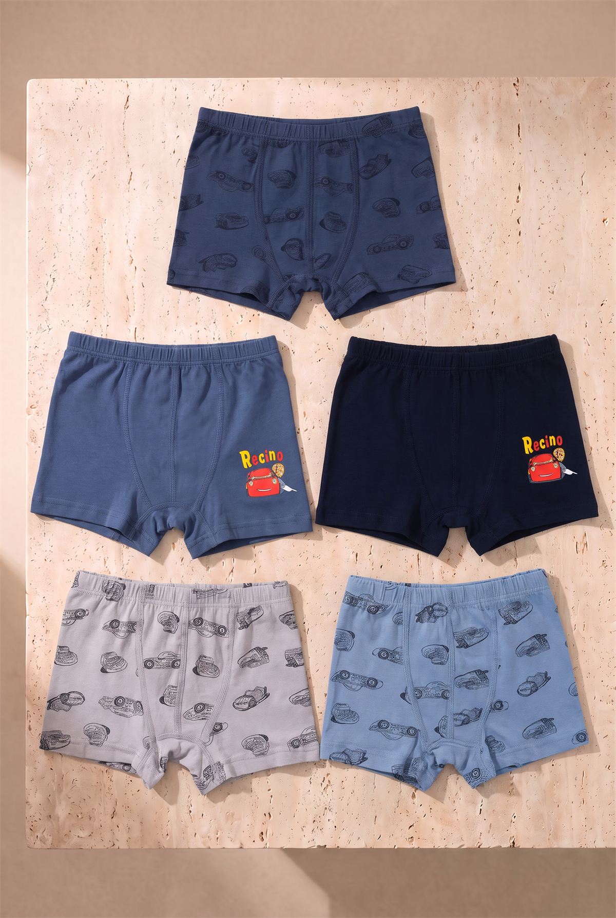 Erkek Çocuk Araba Desenli 5li Boxer 