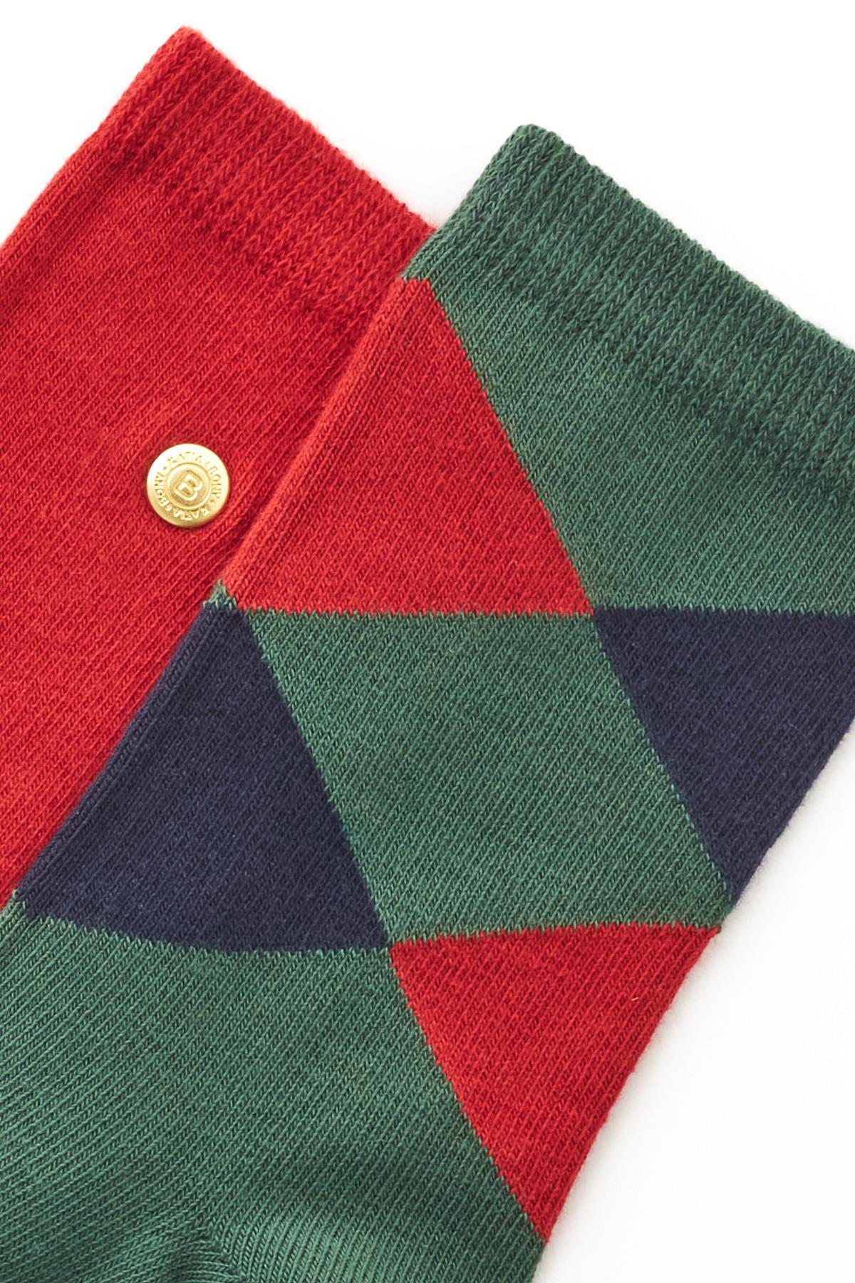 Boys Striped Pattern Stud Detail 2-Pack Socket Socks Green-Maroon