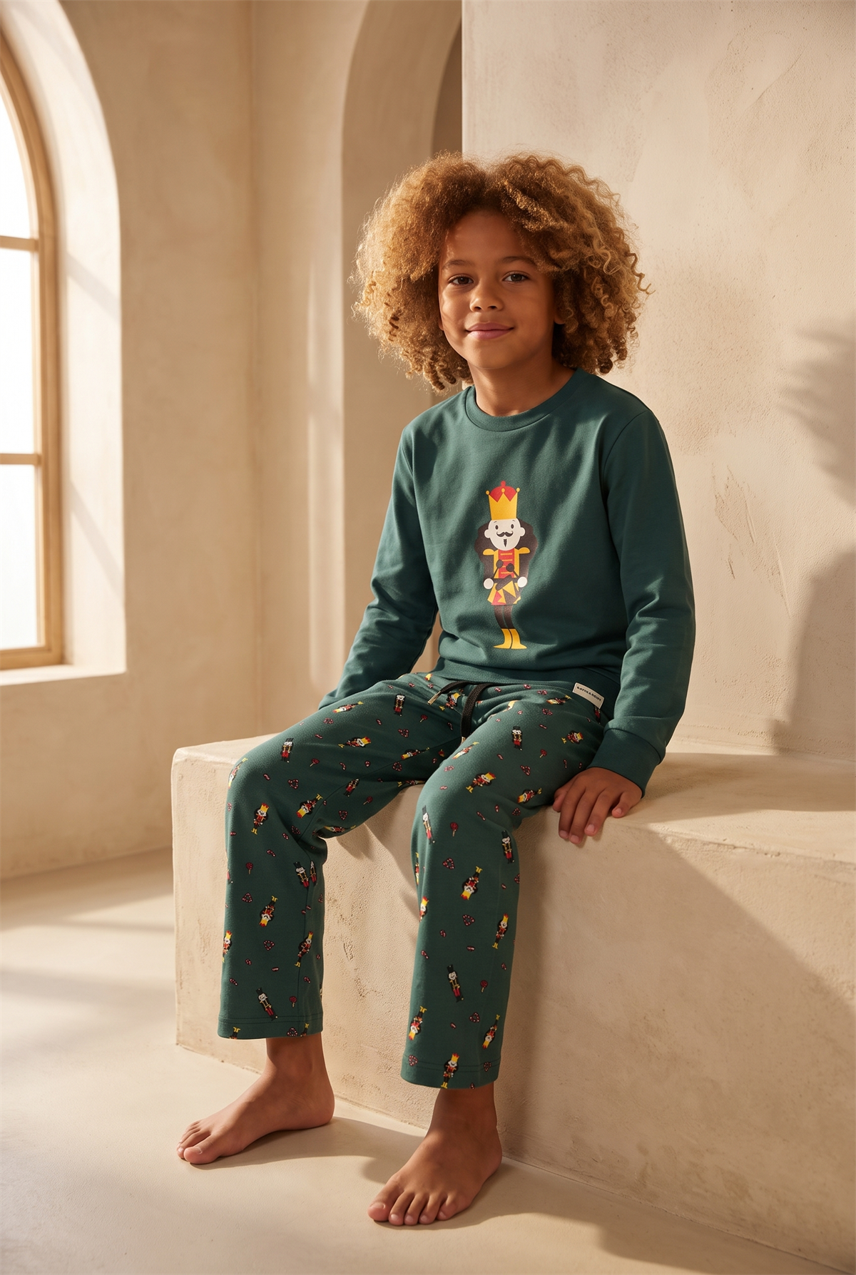 Erkek Çocuk Dear Santa Kurşun Asker Desenli Pijama Takımı Yeşil