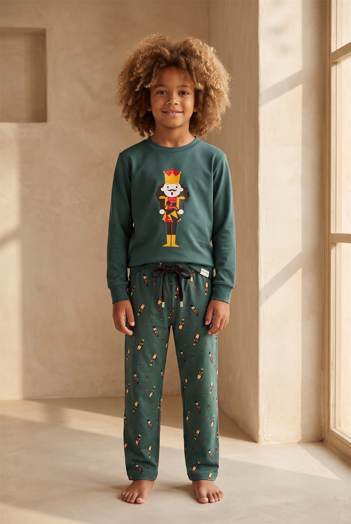 Erkek Çocuk Dear Santa Kurşun Asker Desenli Pijama Takımı Yeşil