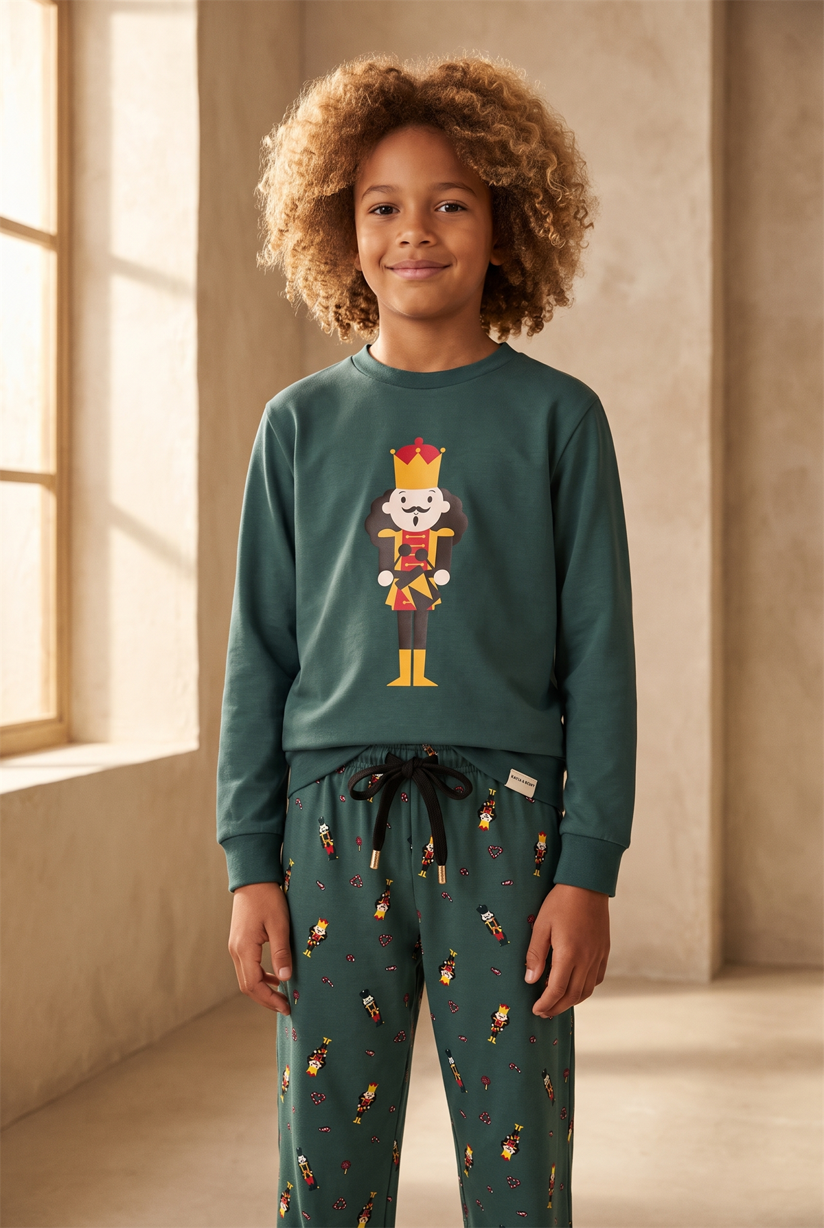 Erkek Çocuk Dear Santa Kurşun Asker Desenli Pijama Takımı Yeşil