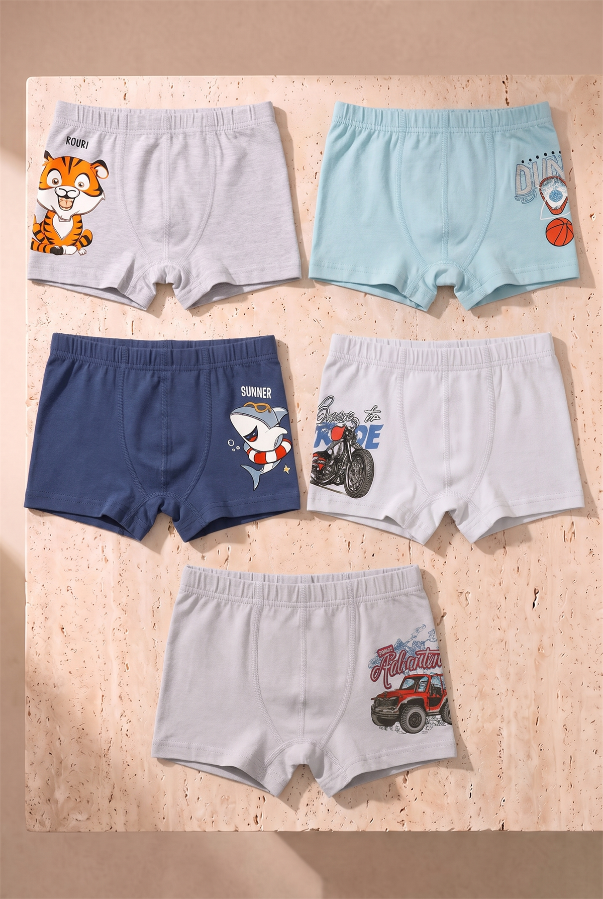 Erkek Çocuk Desenli 5li Boxer