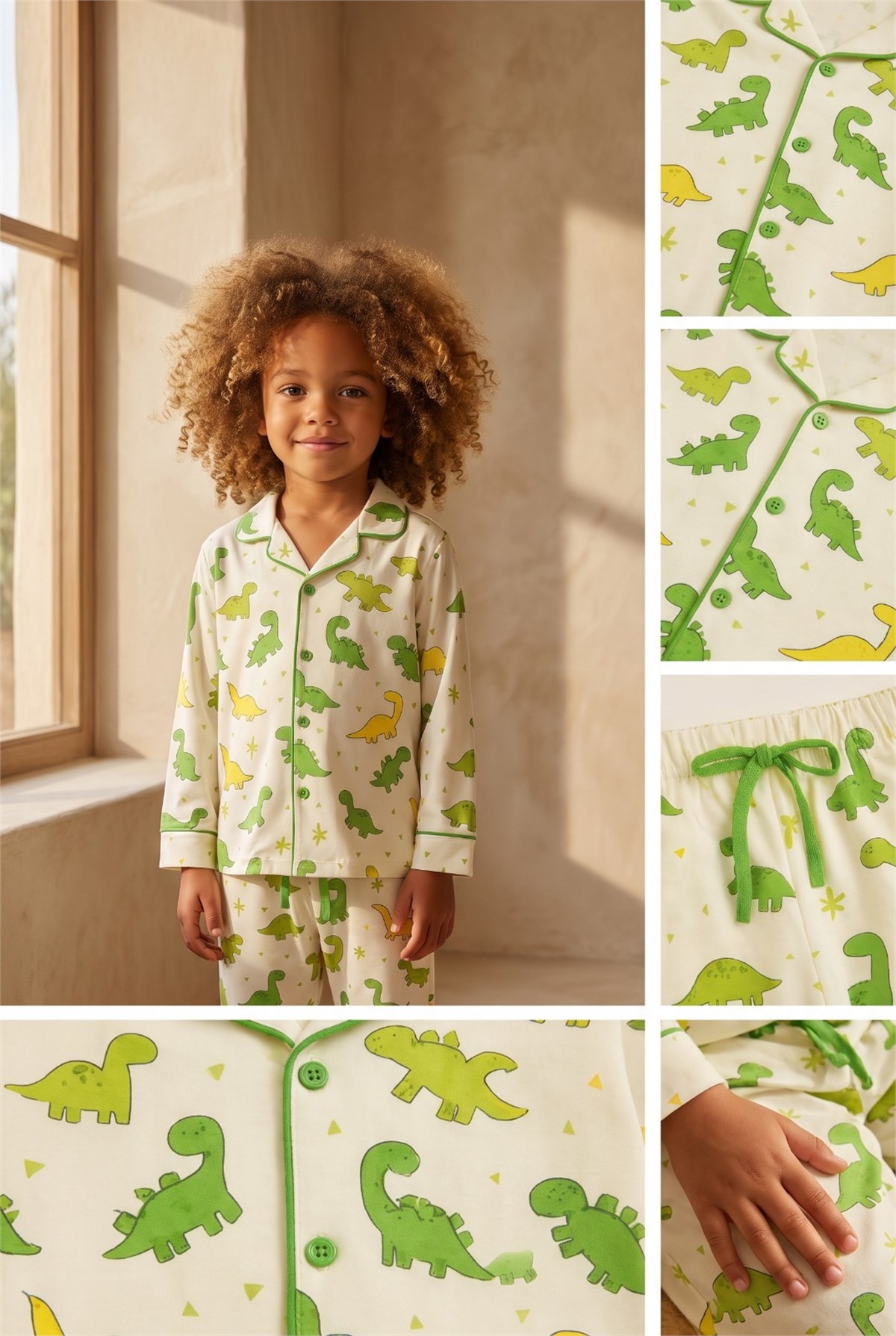 Erkek Çocuk Dinozor Desenli Kutulu Pijama Takımı
