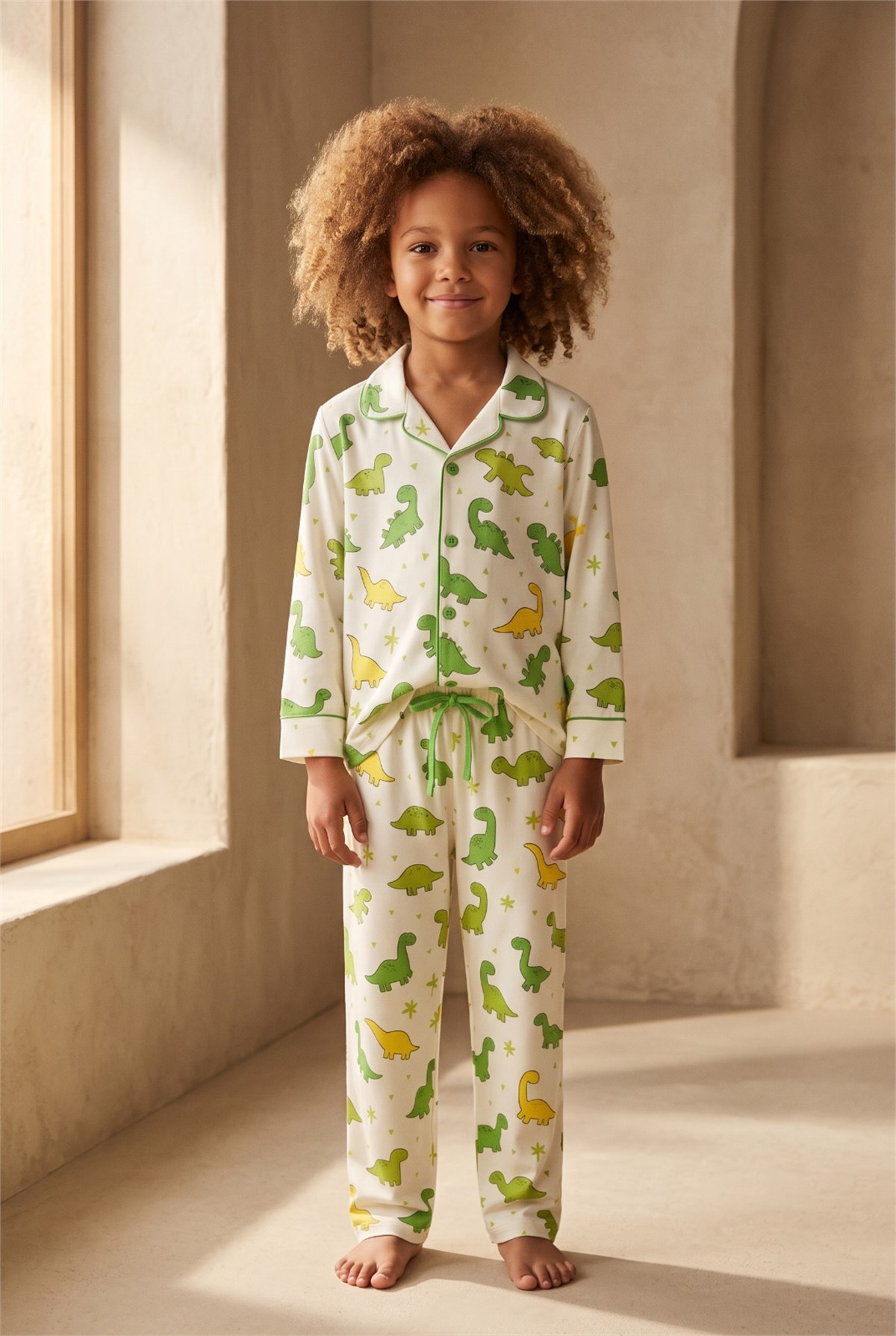 Erkek Çocuk Dinozor Desenli Kutulu Pijama Takımı