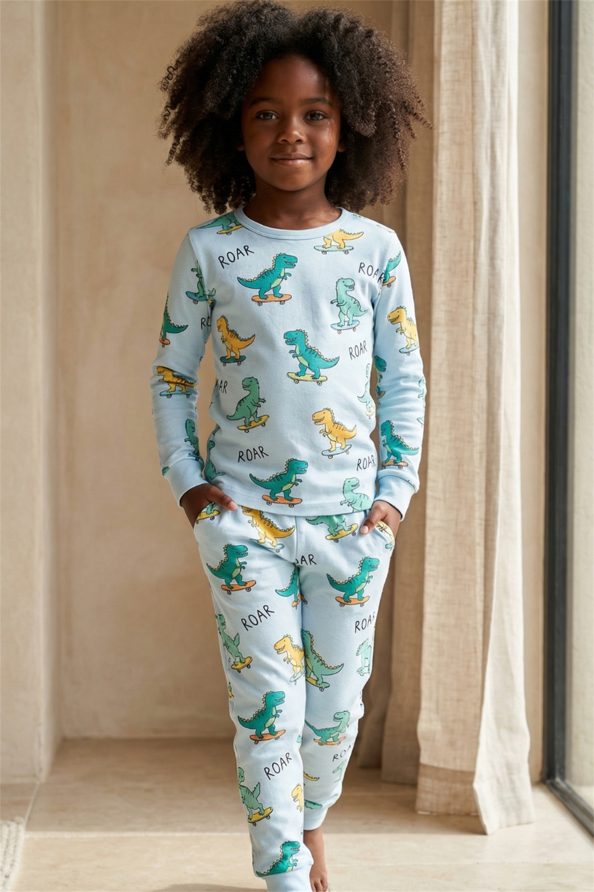 Boys Dinosaur Patterned Pajama Set
